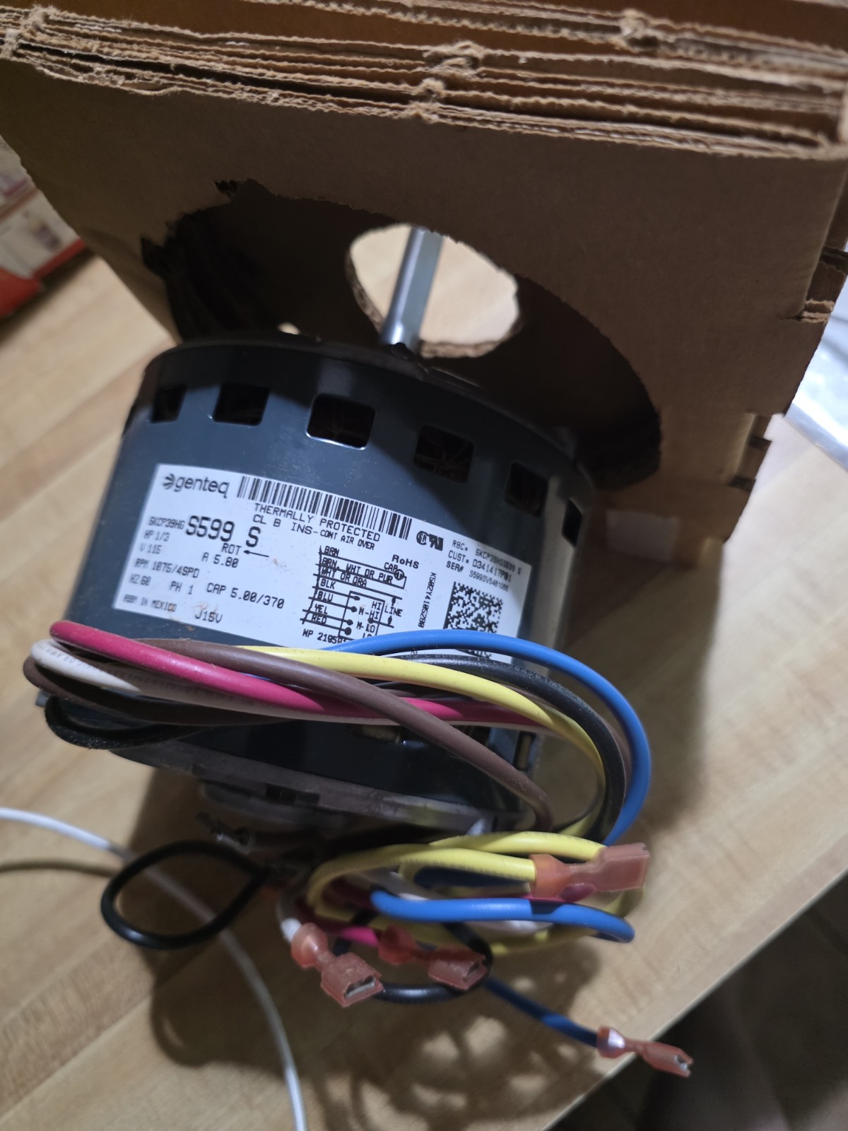 Genteq 5KCP39HG HVAC Motor 208-230V 2.40A 1 Phase Thermally Protected