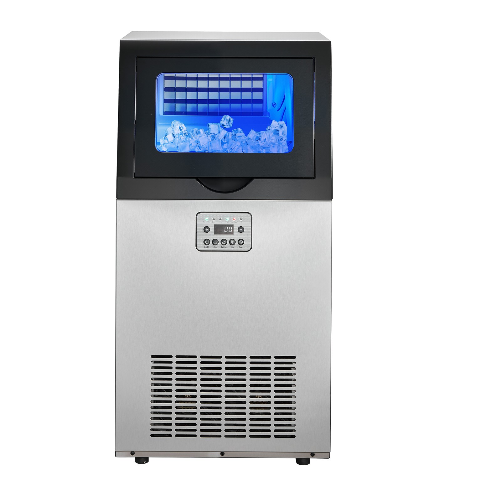 Uimoso 120lbs Commercial Ice Maker Under Counter Ice Cube Machine 30lbs Storage