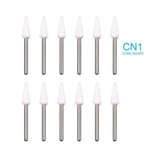 12Pcs/Box Dental White Stone High Speed Polishing Burs FG Cone/Flame/Round Shape