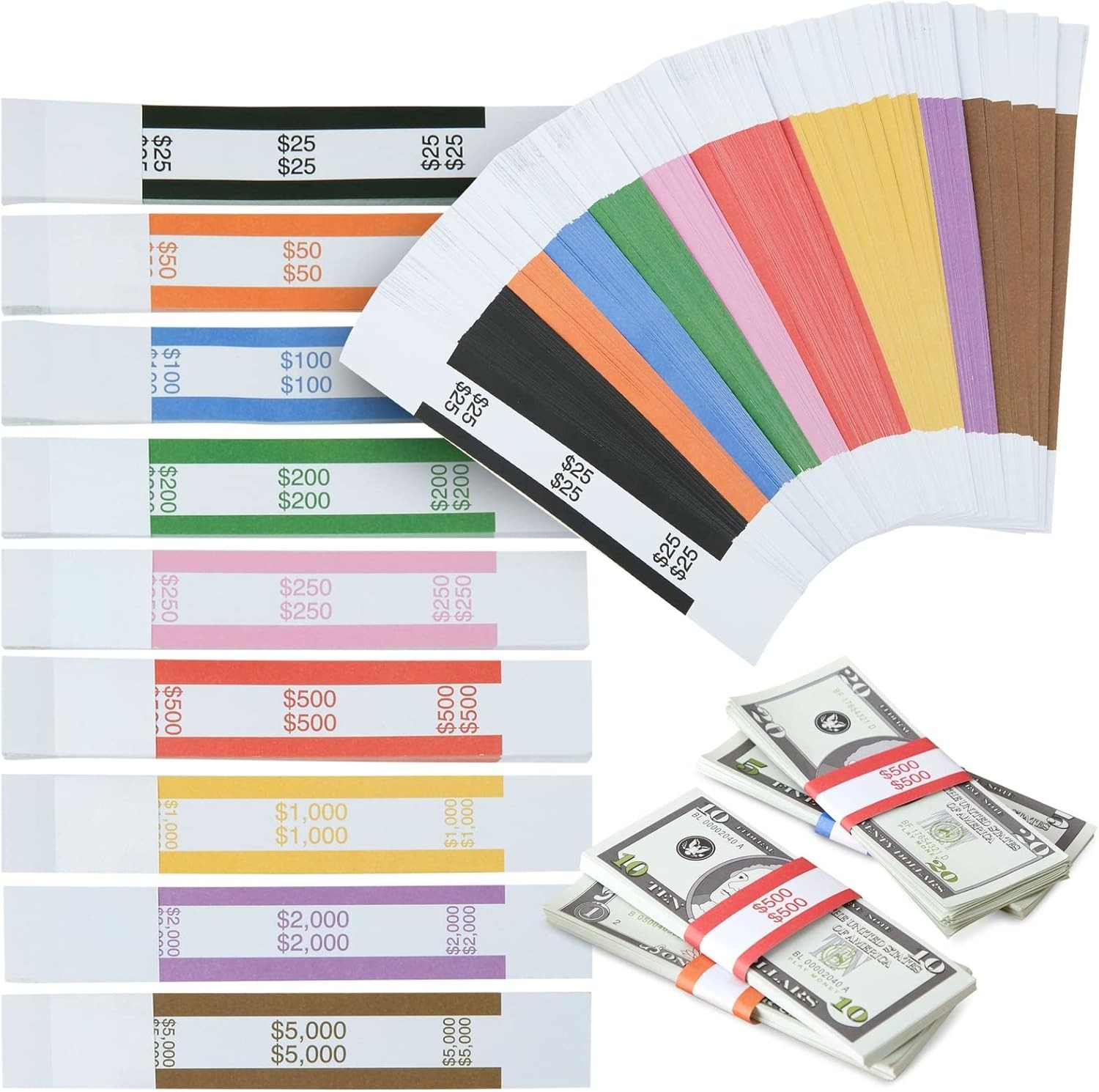 300 Pack Self Adhesive Currency Straps Money Bands for Bills Wrappers Sorting