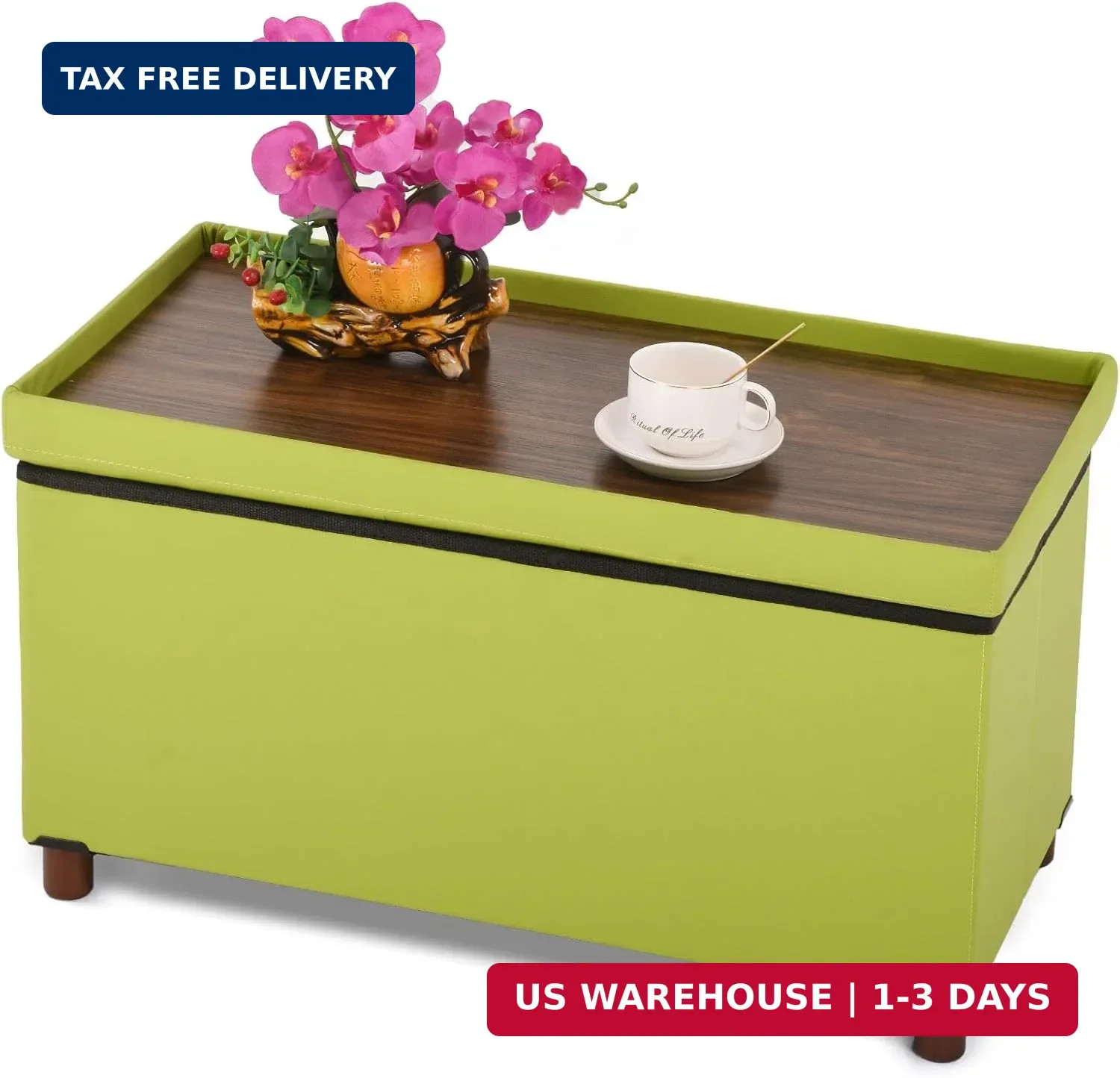 Dorriss Storage Ottoman for Living Room Ottoman with Tray Bedroom Foot Rest Stoo