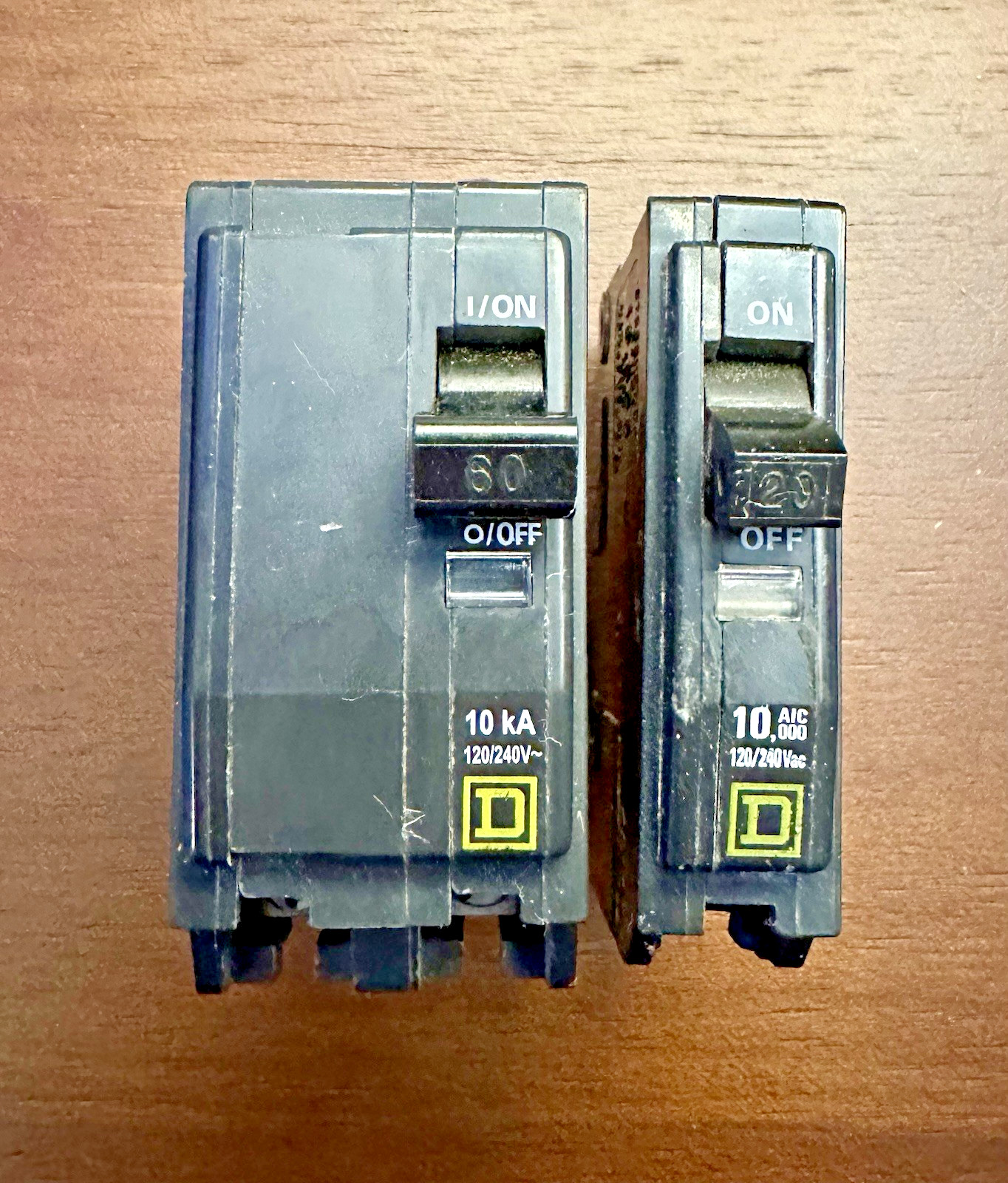 Square D QO260 2P 60A & QO120 1P 20A Circuit Breaker, Lot of 2 ***FREE SHIPPING