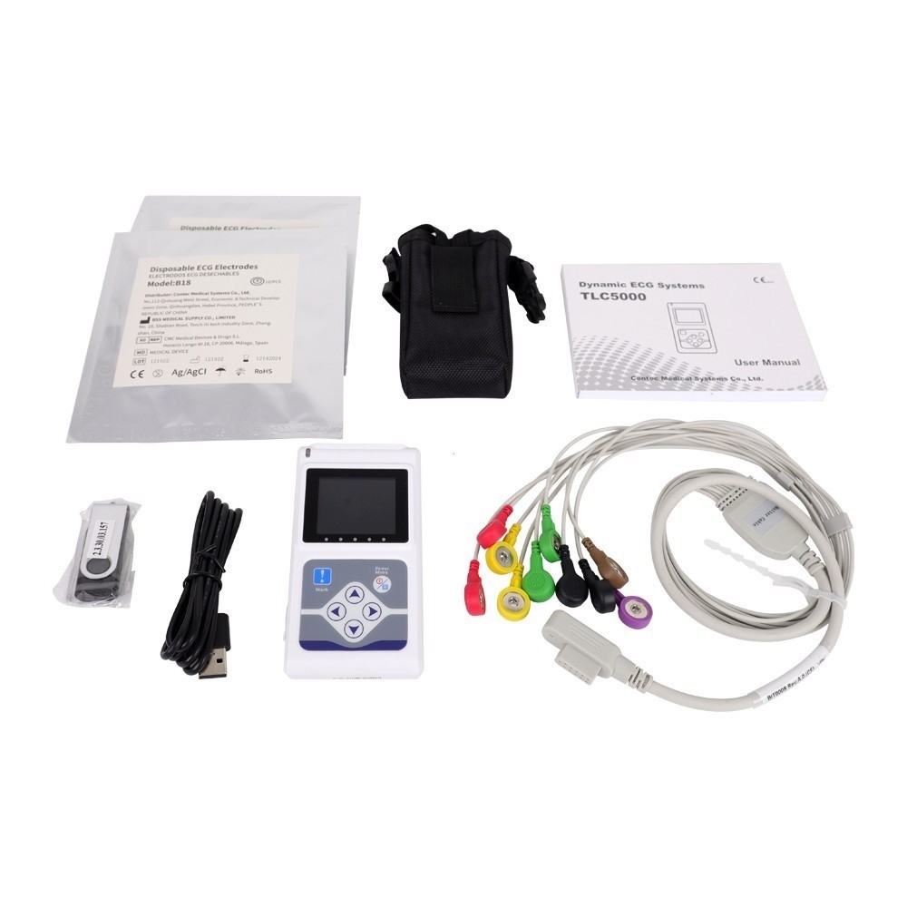 CONTEC TLC5000 12-Lead Holter ECG with PC Analysis Software, 24hr Monitoring