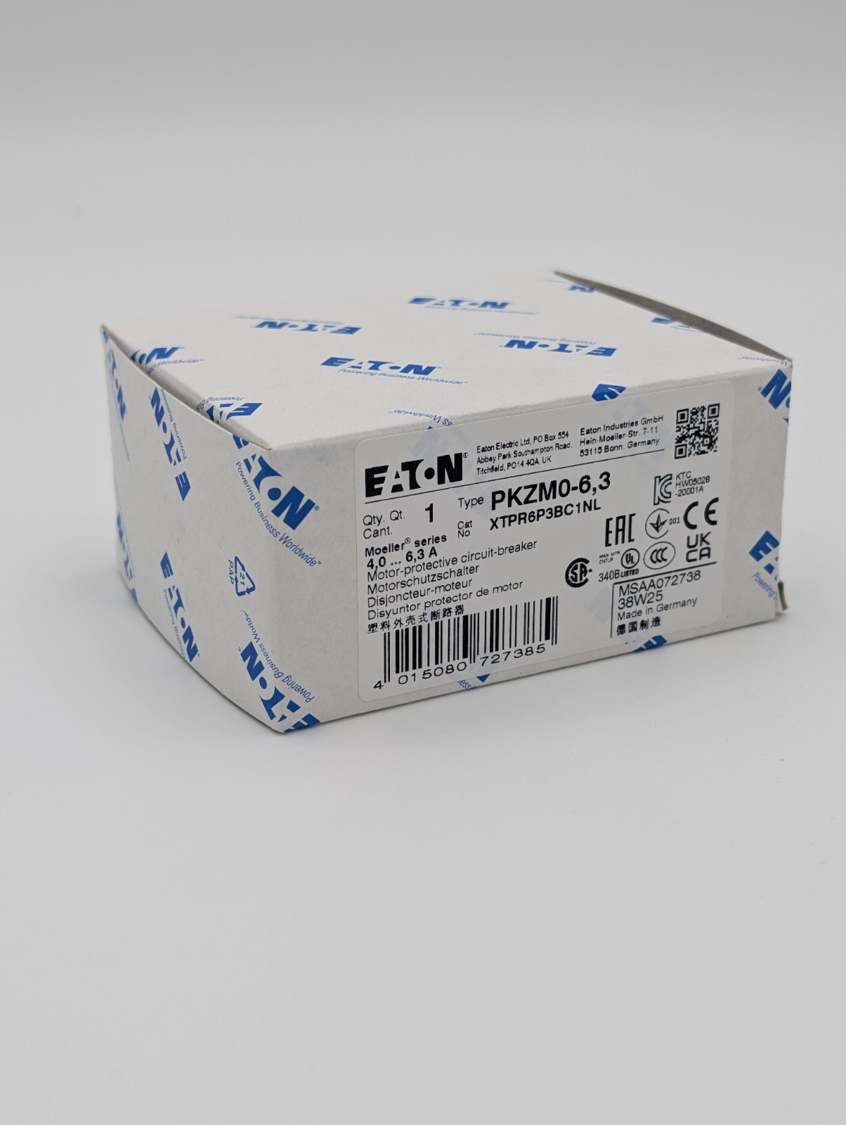 EATON Thermal Magnetic Circuit Breaker Motor Protect PKZM0-6.3 2.2 kW US New