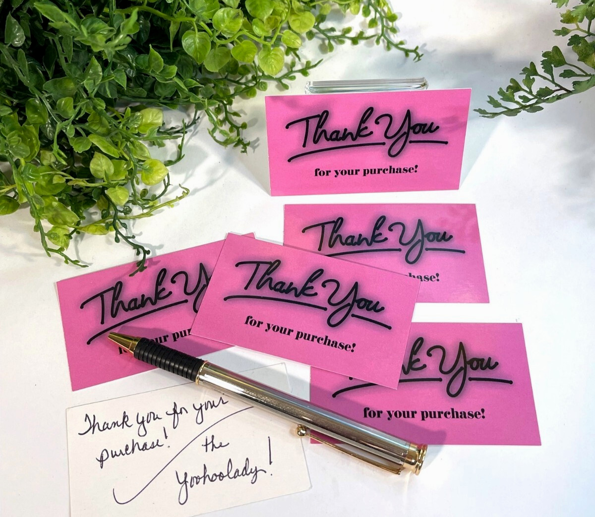 Business Cards, Magenta Thank You for Your Purchase Cards, 3.5″ x 2″