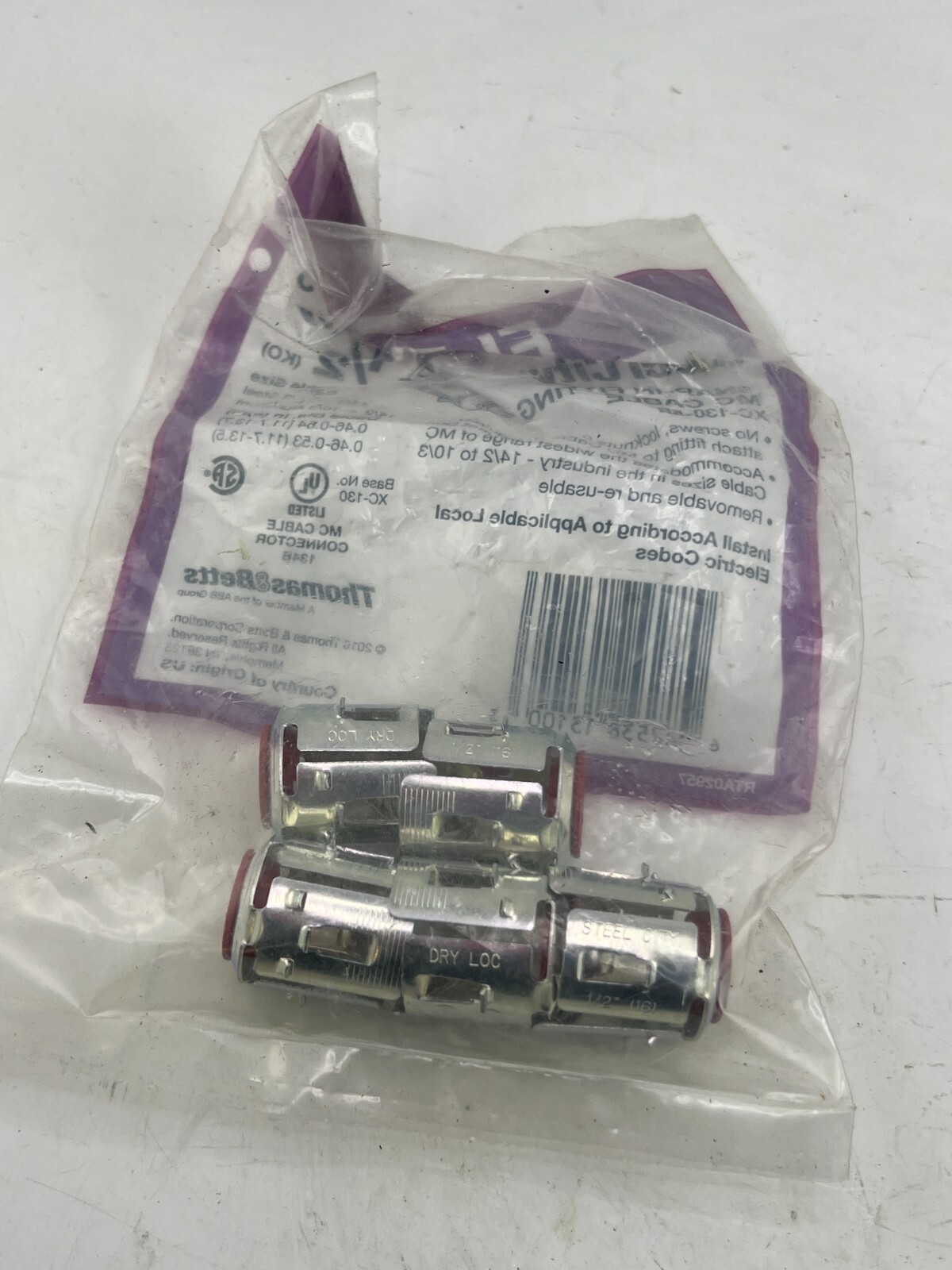Pack of 5 Steel City 1/2in Standard Snap-In Fitting for MC Cable XC-130-5R
