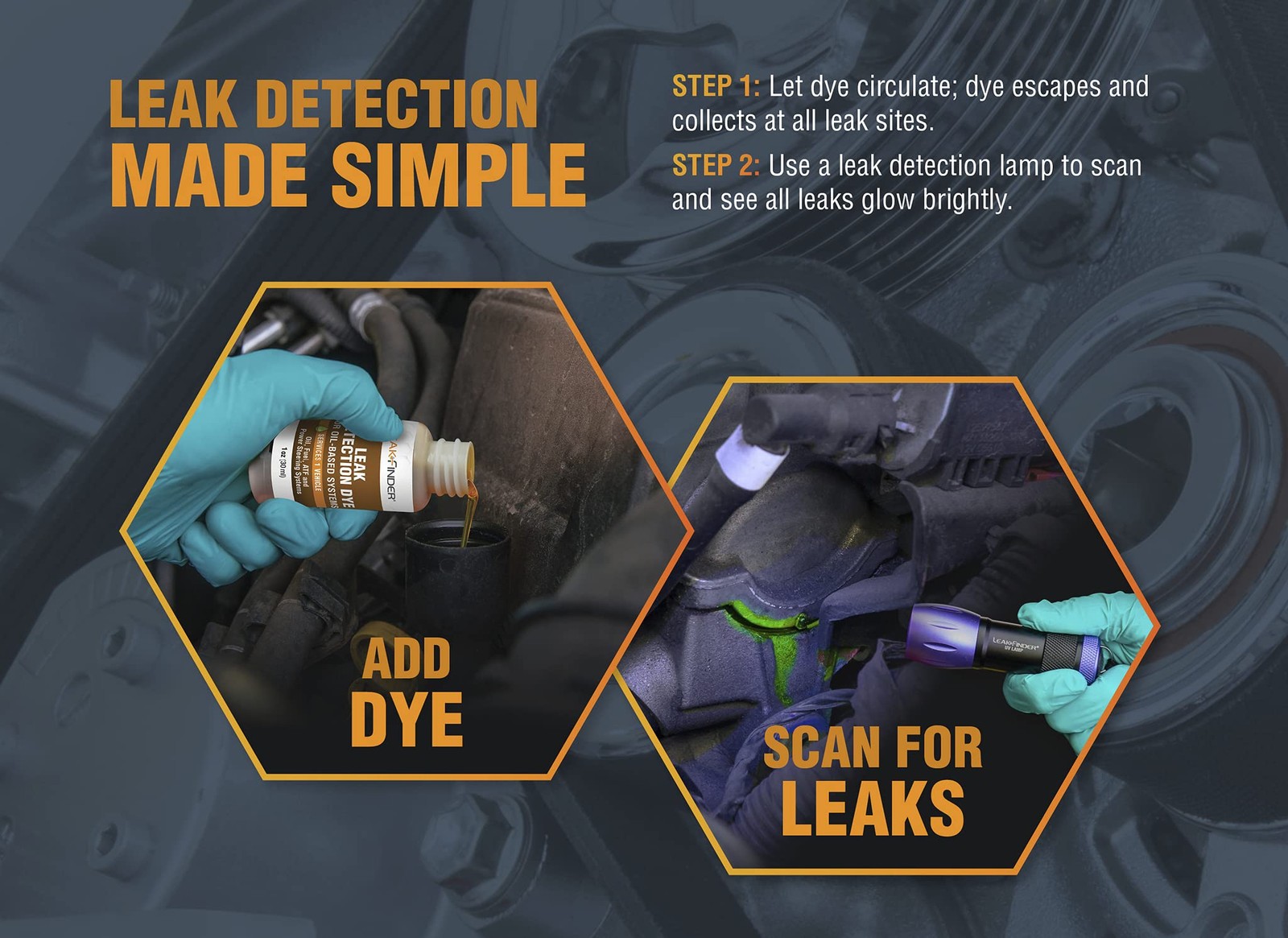 Leakfinder Lf2001 Automotive Oil-Based Fluid Leak Detection Dye Services Auto