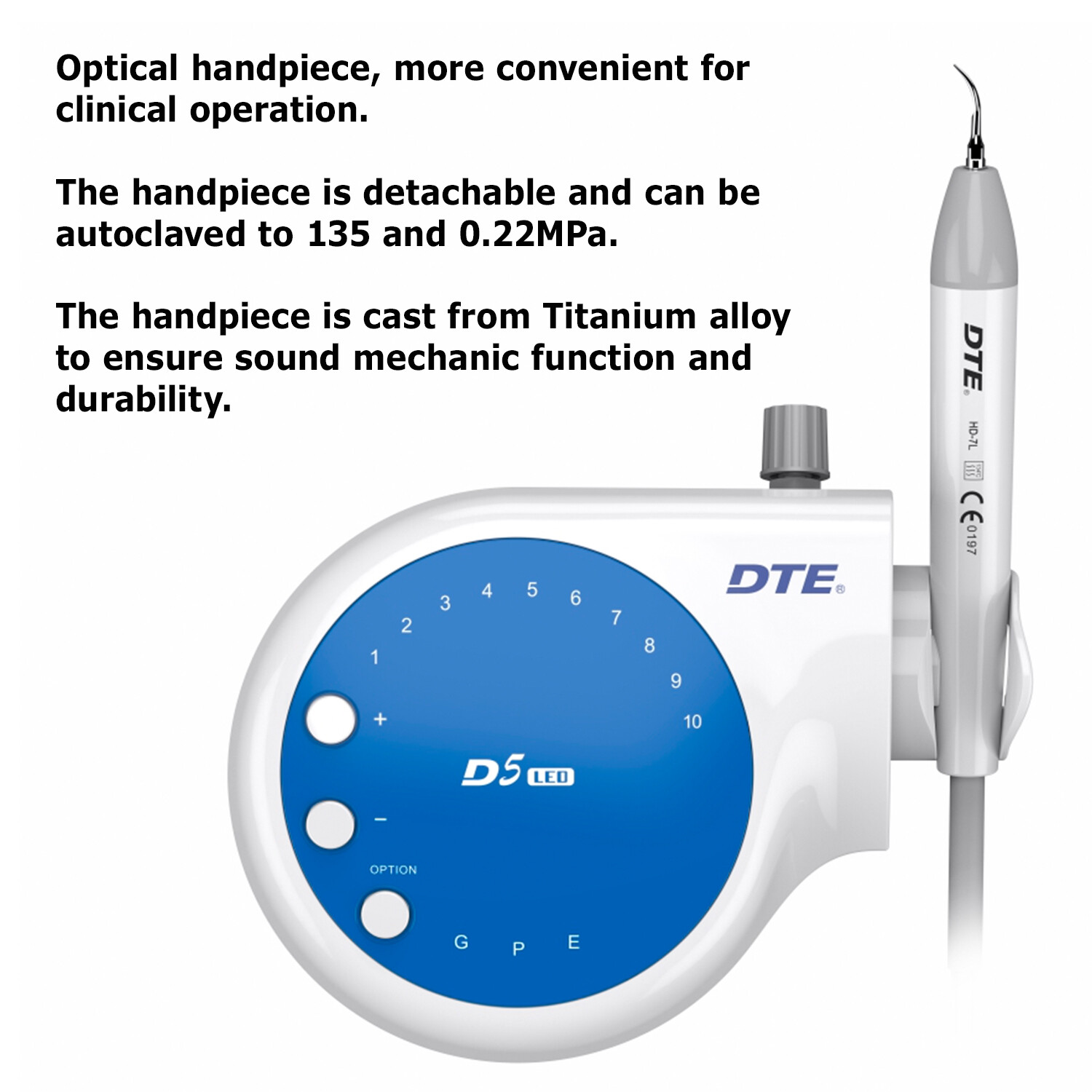 Woodpecker DTE D5 LED Dental Ultrasonic Scaler W/ HD-7L LED Handpiece + 6 Tips