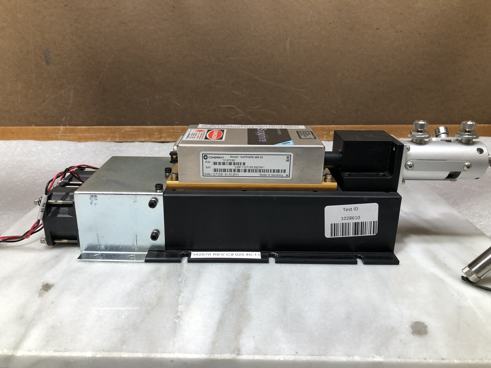 Coherent Sapphire 488-20 Continuous Wave Laser 488nm 20mW w/Controller+FiberCORD