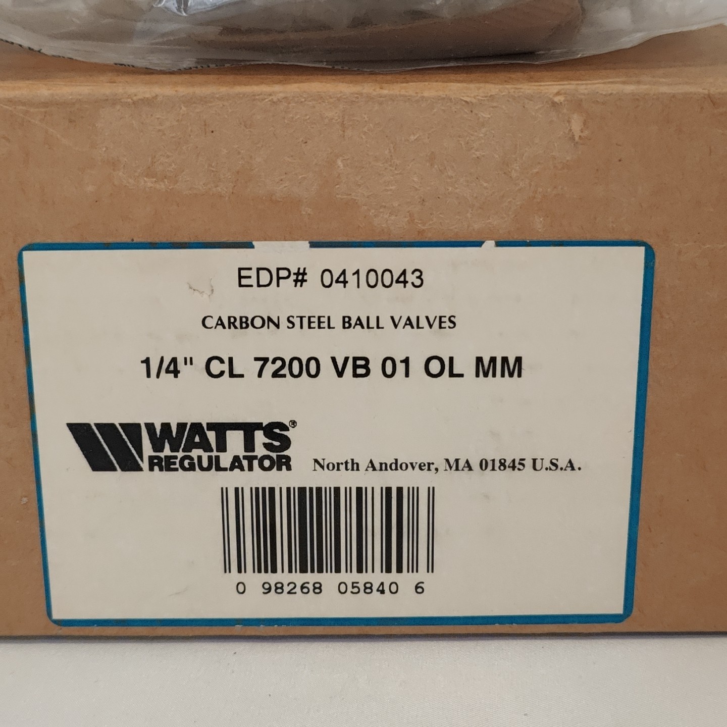 Watts Regulator 1/4″ Carbon Steel Ball Valve CL 7200 VB 01 OL MM