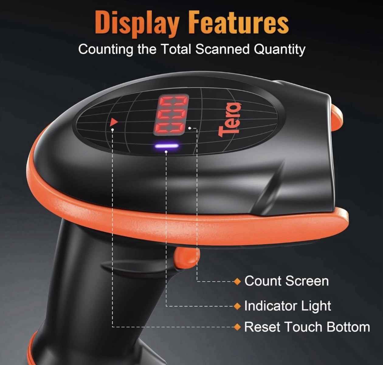 Tera Pro Series Wireless 1D 2D QR Barcode Scanner with Cradle Display HW0008