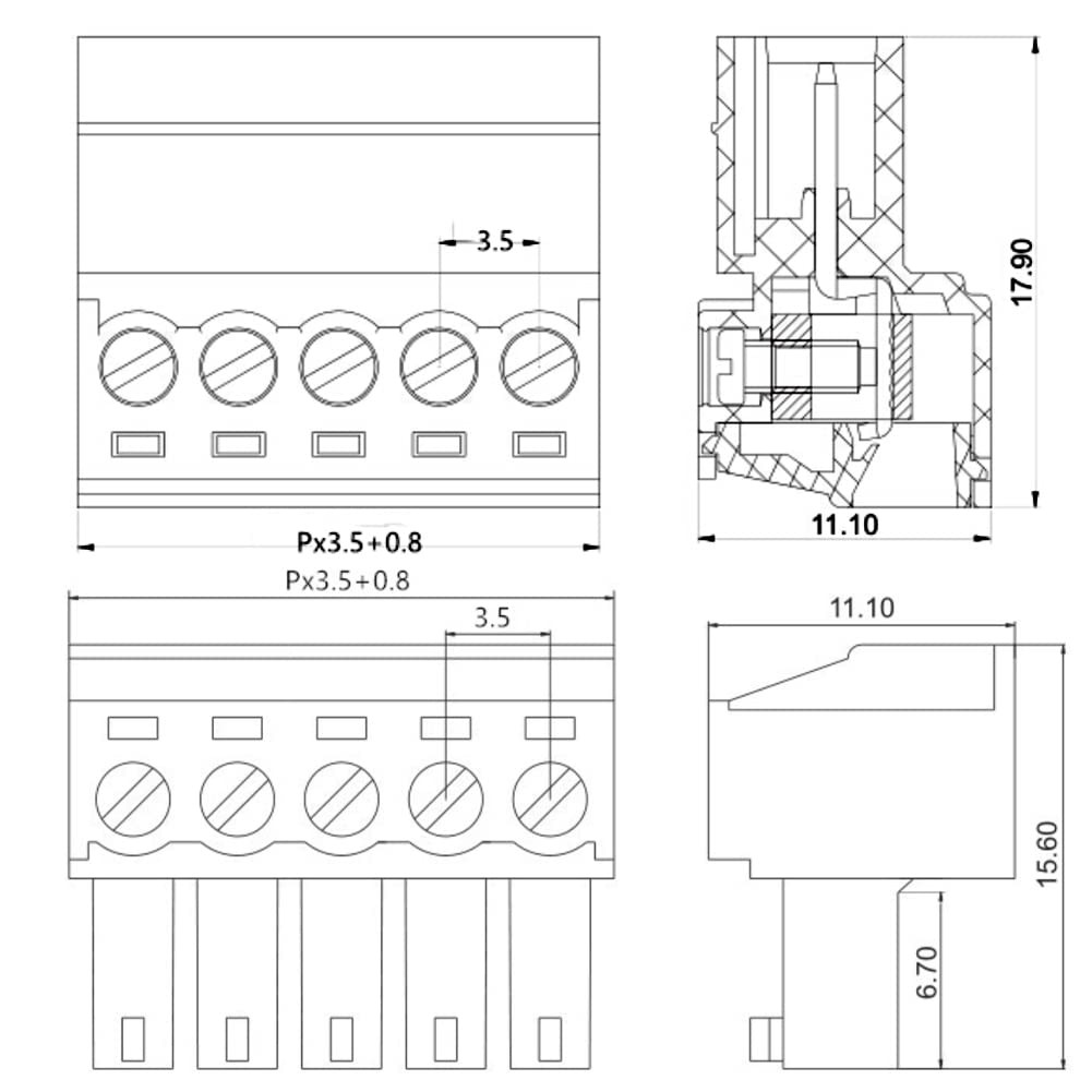 Jienk 2Set 8-Pin 300V 8A KF2EDGK 3.5mm Pitch Screw Terminal Block Pluggable C…