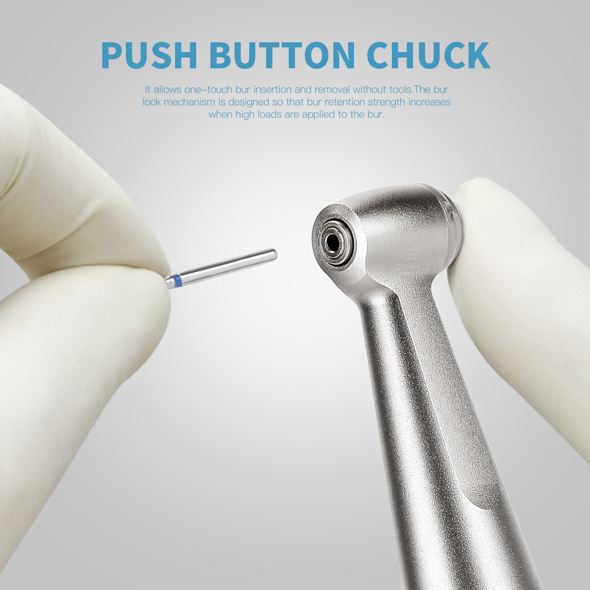 AZDENT Dental Contra Angle Low Speed Handpiece 1:1 Direct Drive 1.6mm FG Burs