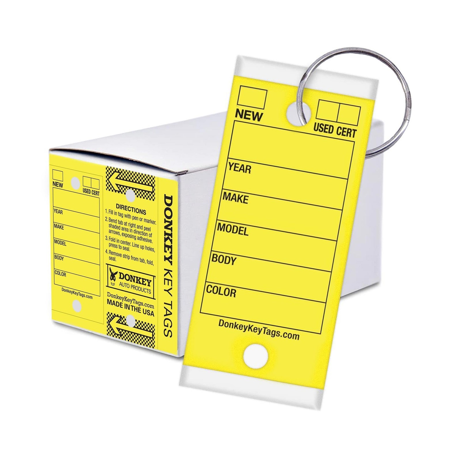 Donkey Key Tags, Laminated Self-protecting (250 Tags Per Box With Meta
