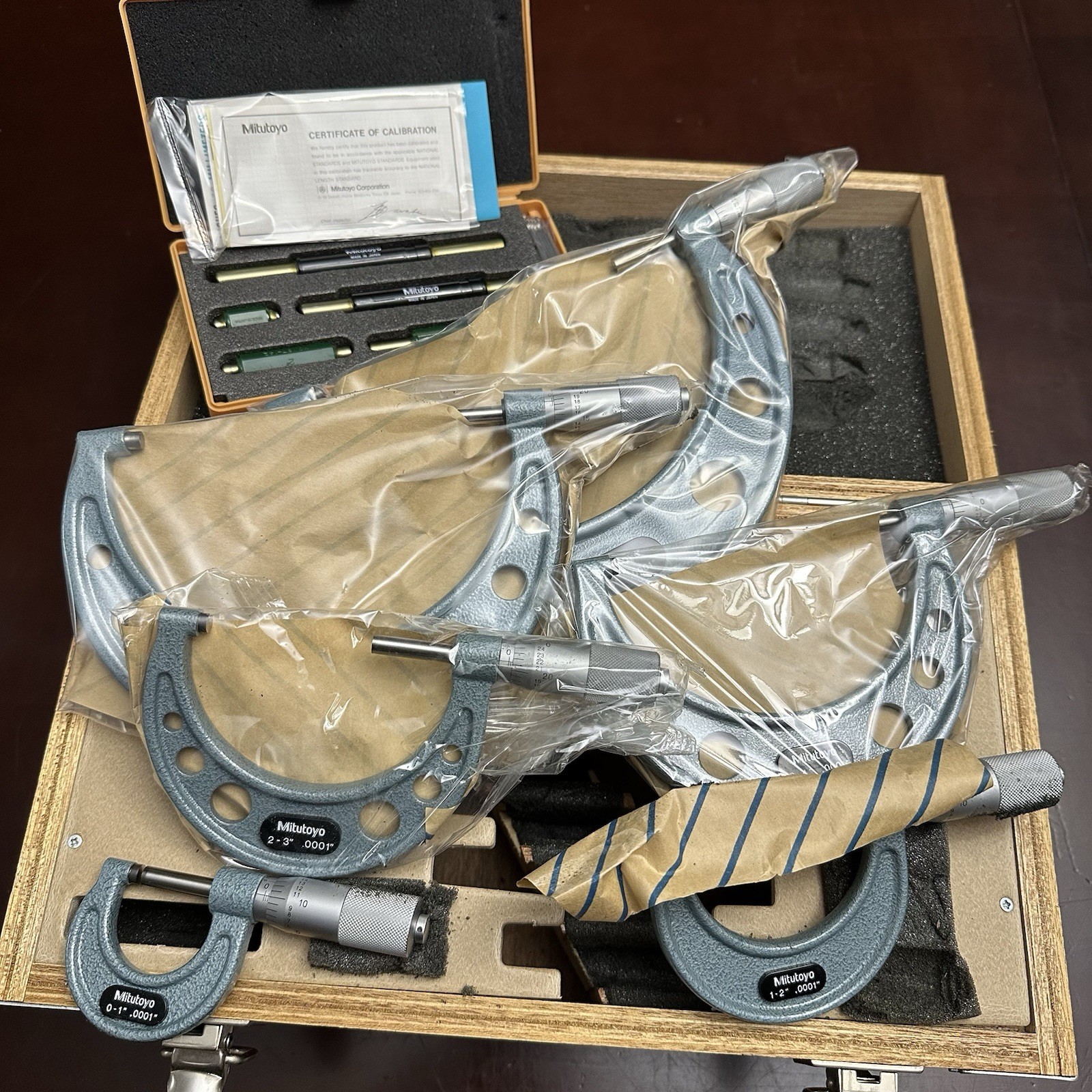 Mitutoyo 0-6″ 103 Series Micrometer Set 103-933 wooden case Precision Machine