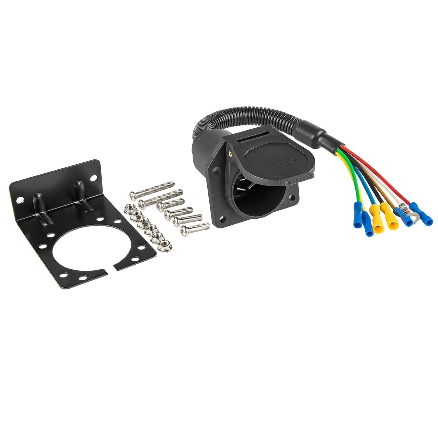 MECMO 7 Way RV Trailer Light Connector Socket 7 Pin Wire Electrical Trailer Adap