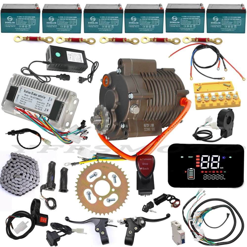 72V 1000W Brushless Motor Grip Full Kit Battery Wire for 2 Wheeler Bicycle Razor