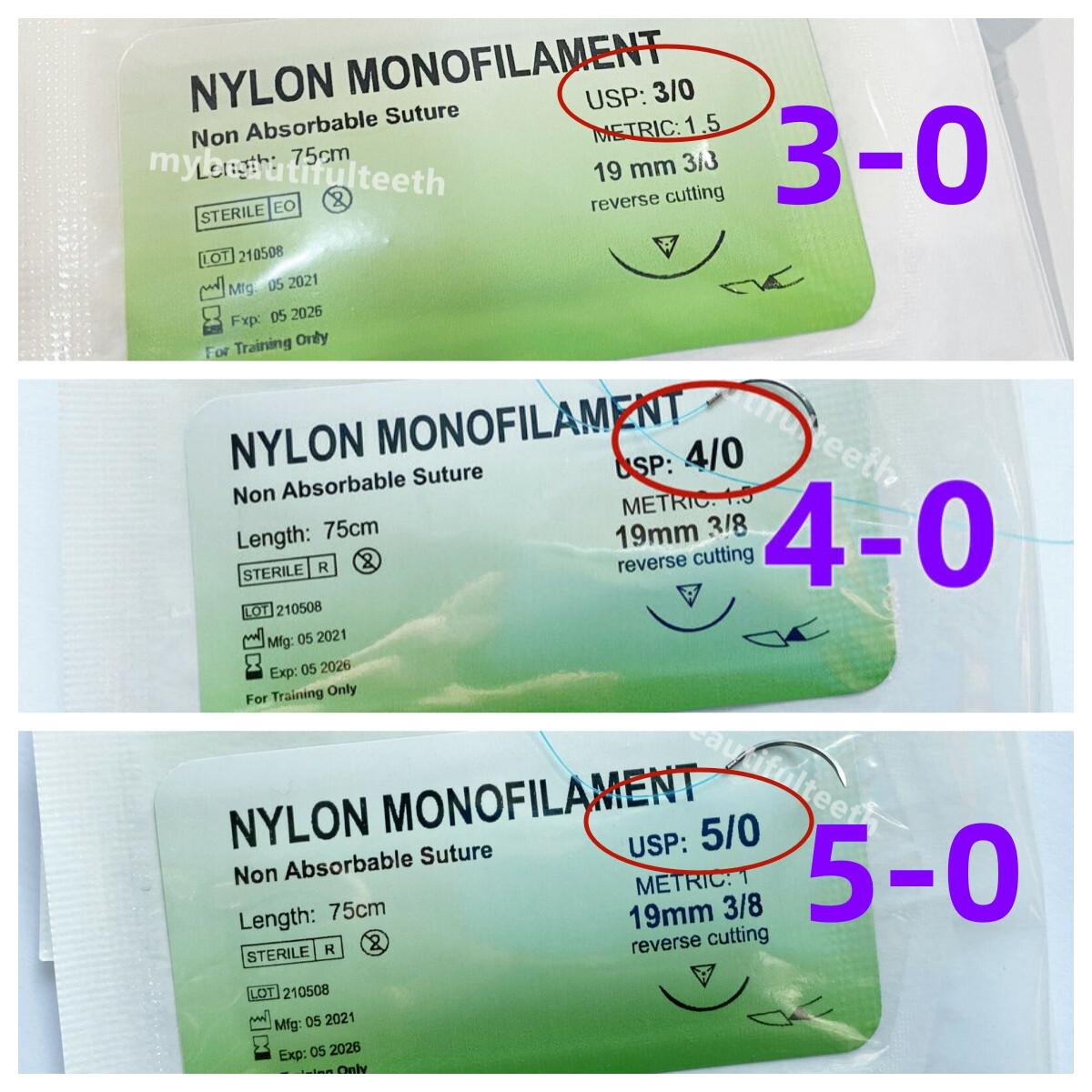 Dental Surgical Sutures Reverse Cut Suture Metric 1.5 Nylon Monofilament USP