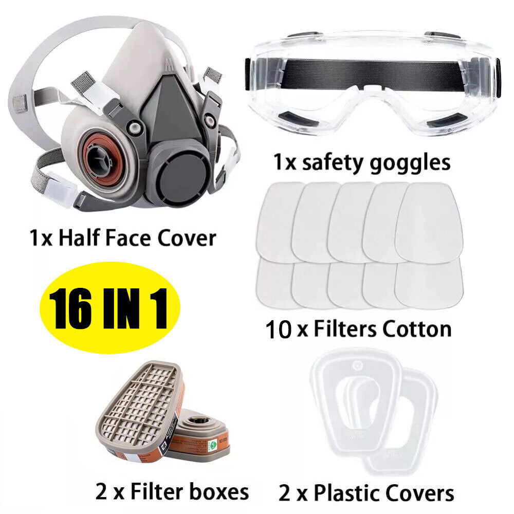 Half/Full Face Mask With Goggles Filter Anti-Dust/Gas Respirator 6200 Reusable