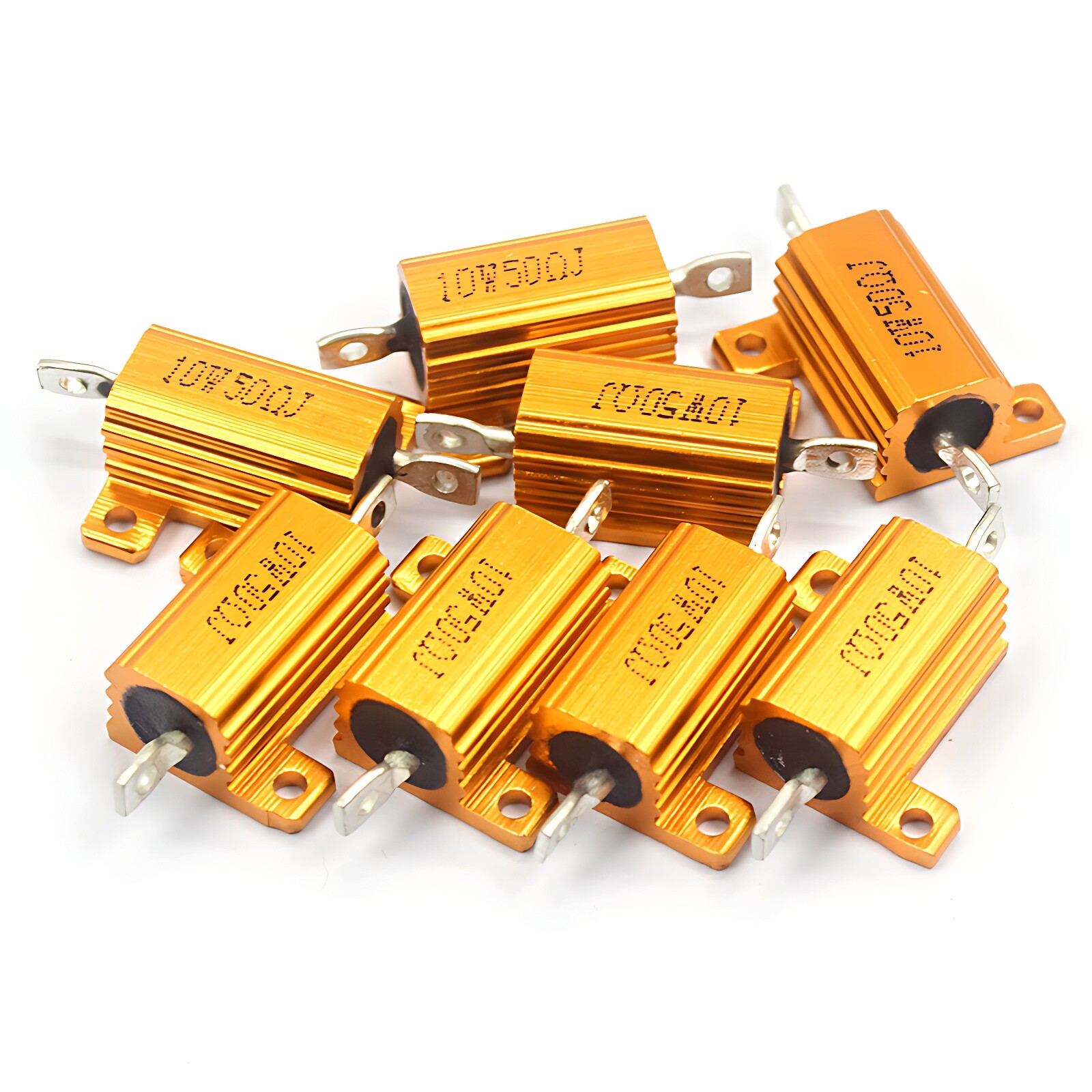 5W/10W/25W/50W/100W/200W-500W Golden Aluminium Metal Resistor Wirewound 0.1-10KΩ