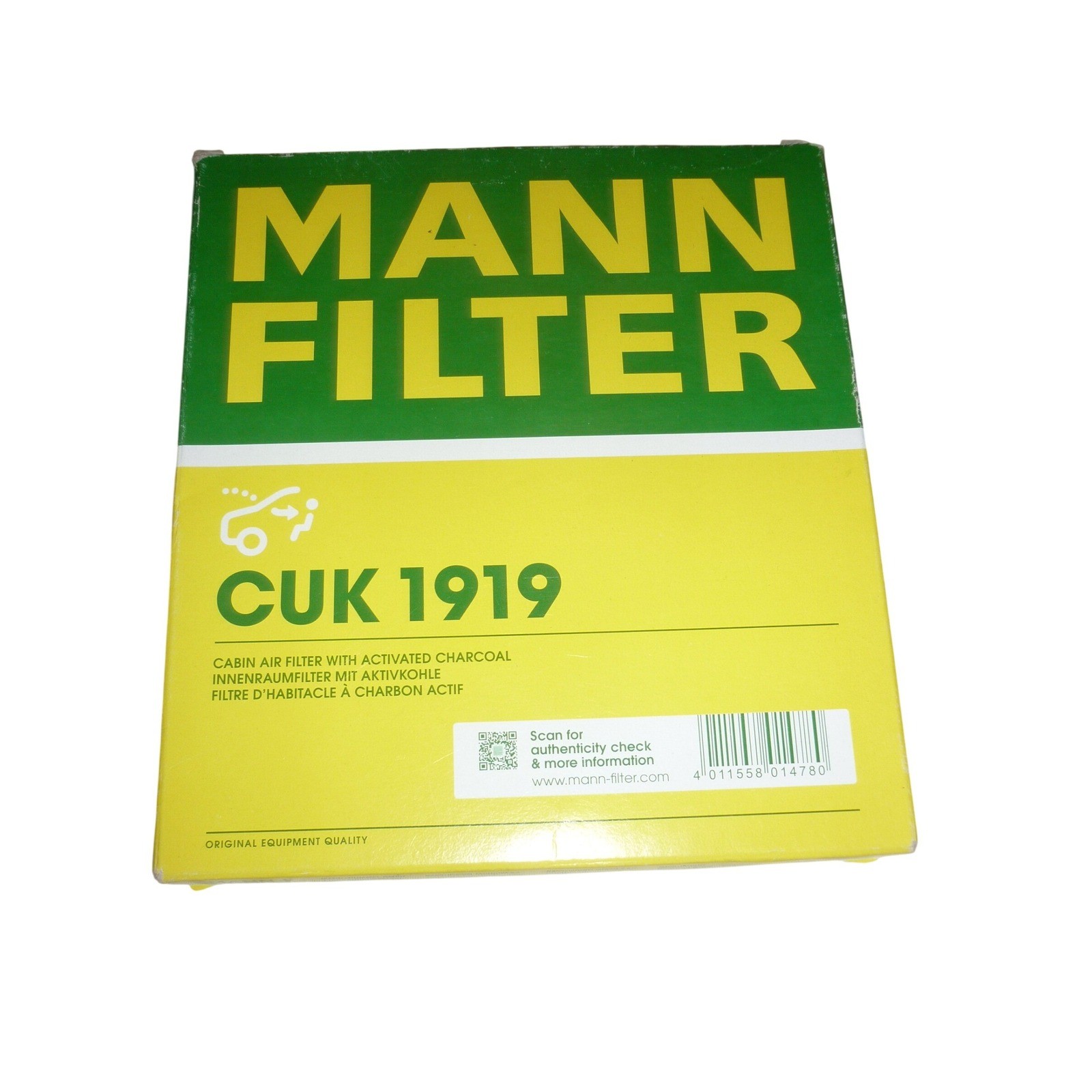 MANN-FILTER CUK 1919 Cabin Air Filter with Activated Charcoal OE Quality
