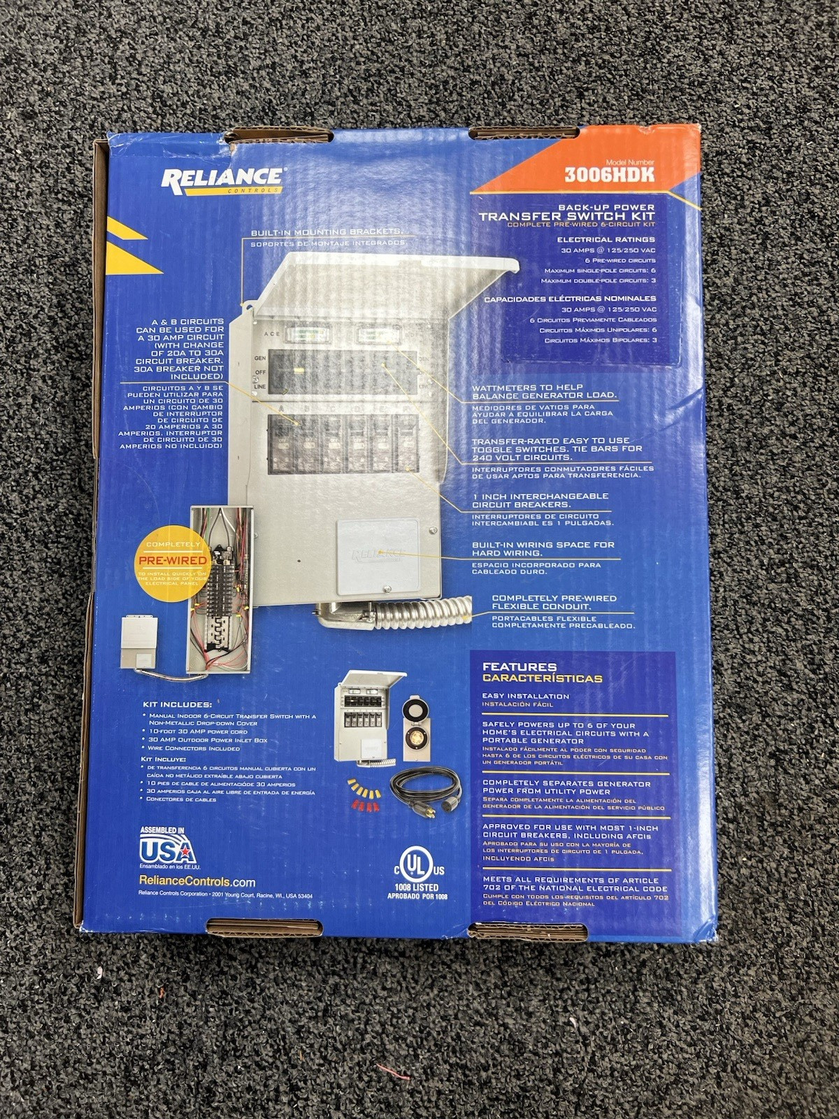 Reliance Controls Backup Power 8000 WATT Transfer Switch Kit 3006HDK – *NEW*