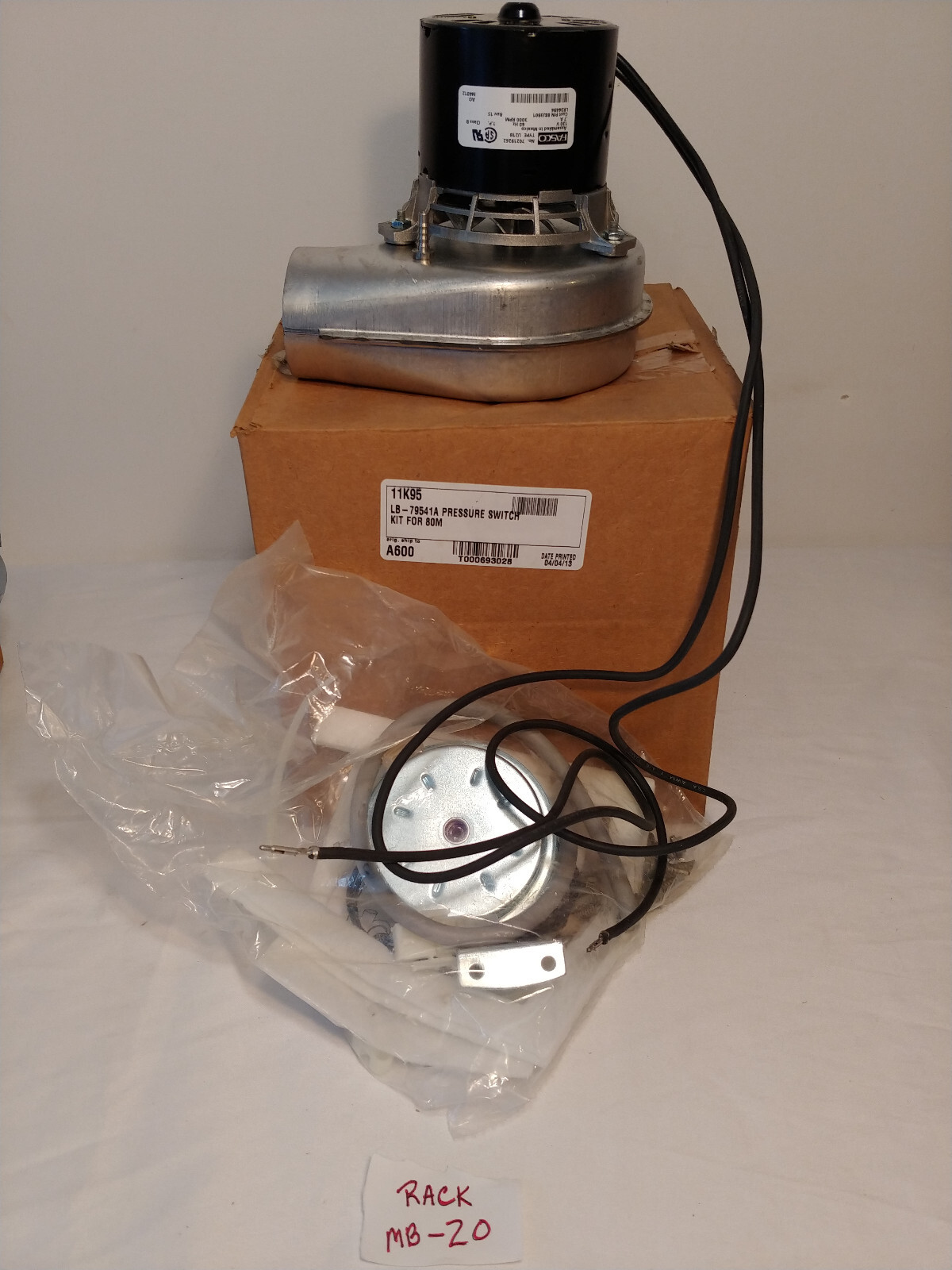 Lennox 11K95 Pressure Switch Motor 7021-9262 Kit
