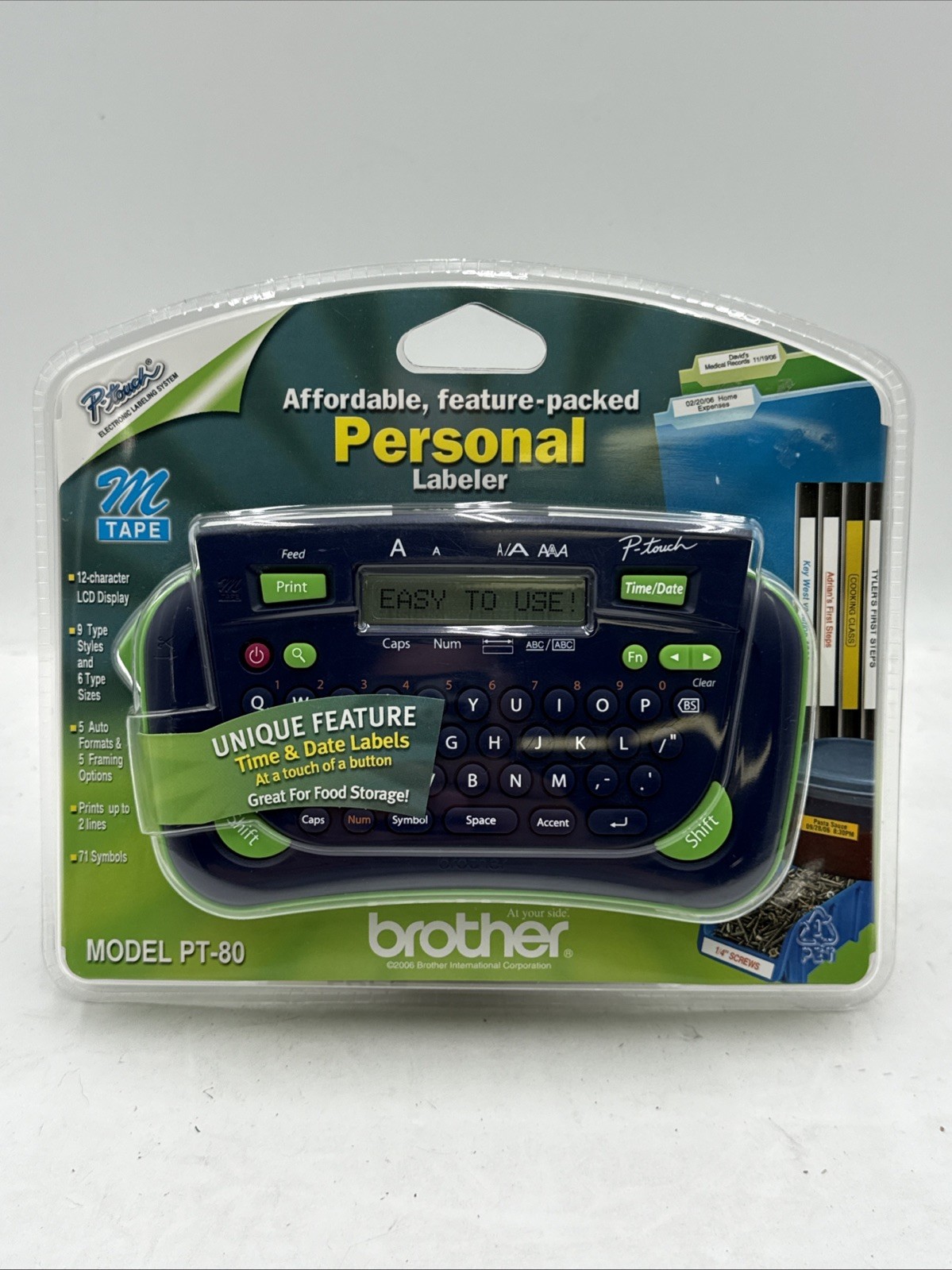 Brother PT-80 P-touch Personal Labeler Electronic Labeling System NEW SEALED