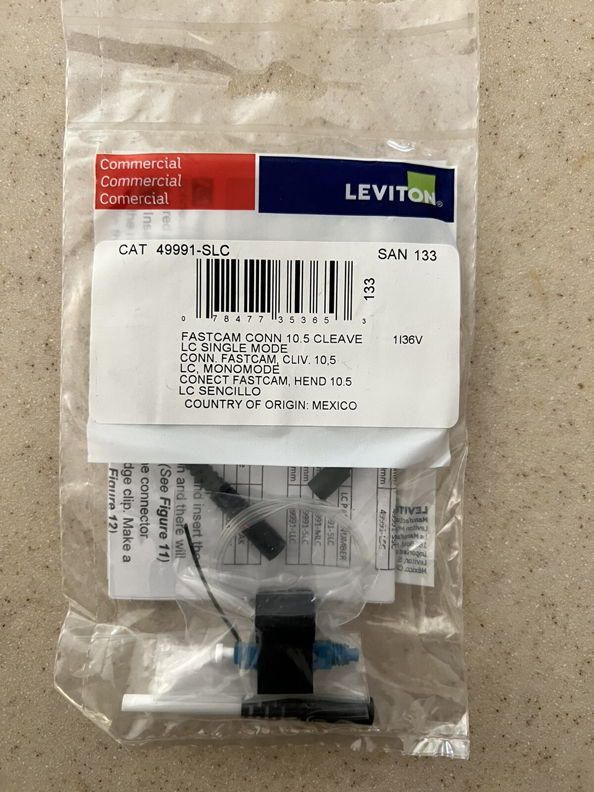 Leviton 49991-SLC SAN 133 Fastcam Single mode Fiber Connector 10.5