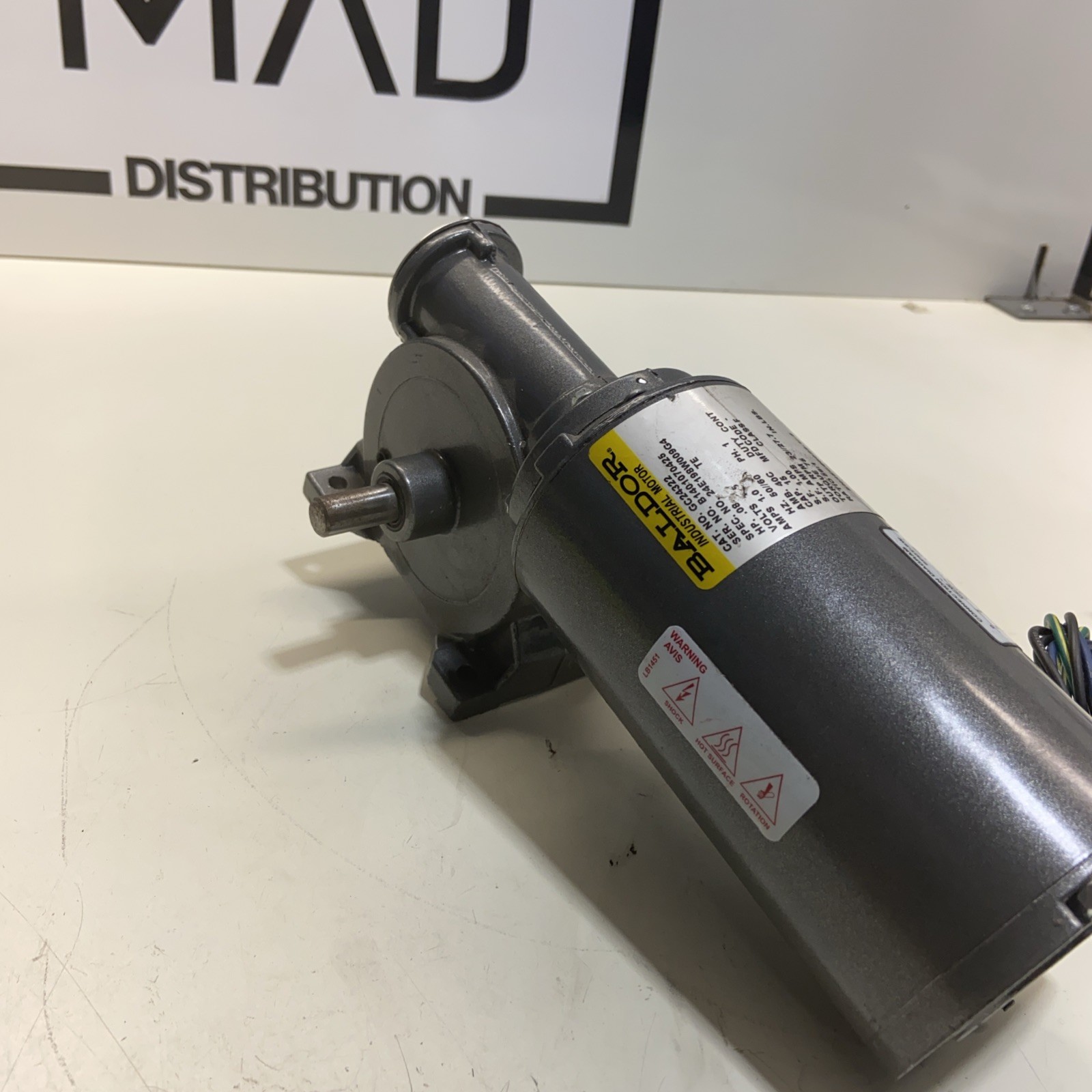 BALDOR GC24322 GEAR MOTOR, .08HP, 115 VOLTS, 1.0 AMPS, 50/60Hz