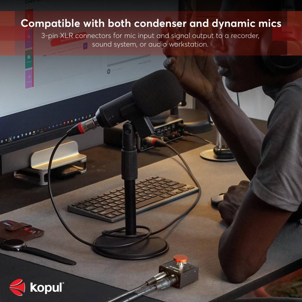 Kopul Momentary Mic Mute/Talk Button – XLR Push-to-Talk/Mute Michrophone Switch