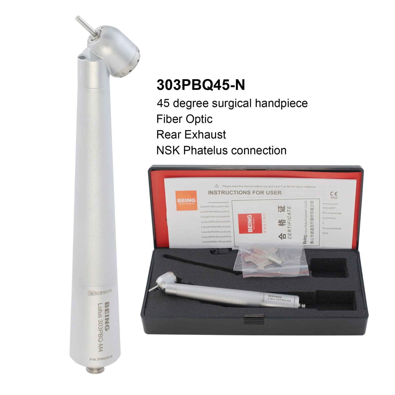 BEING Dental 45 Degree Handpiece Surgical Fiber Optic LED K MULTIflex NSK 303PBQ