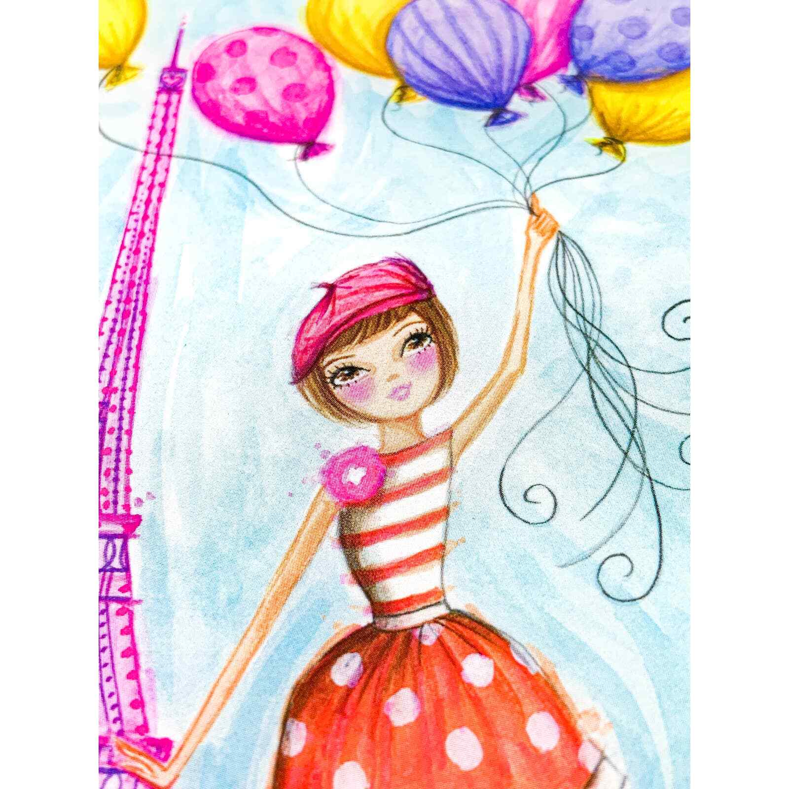Diary/ Journal with Lock & Keys – Parisian Girl with Balloons – Blank, New