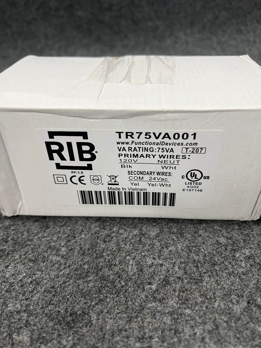RIB TR75VA001 Transformer 75VA 120V to 24VAC HVAC Control Power Supply