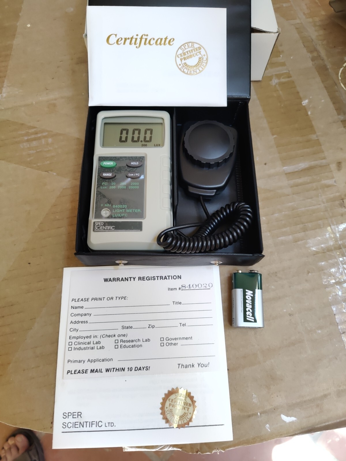 SPER Scientific Light Meter LUX/FC – Model 840020C – NIST Calibration