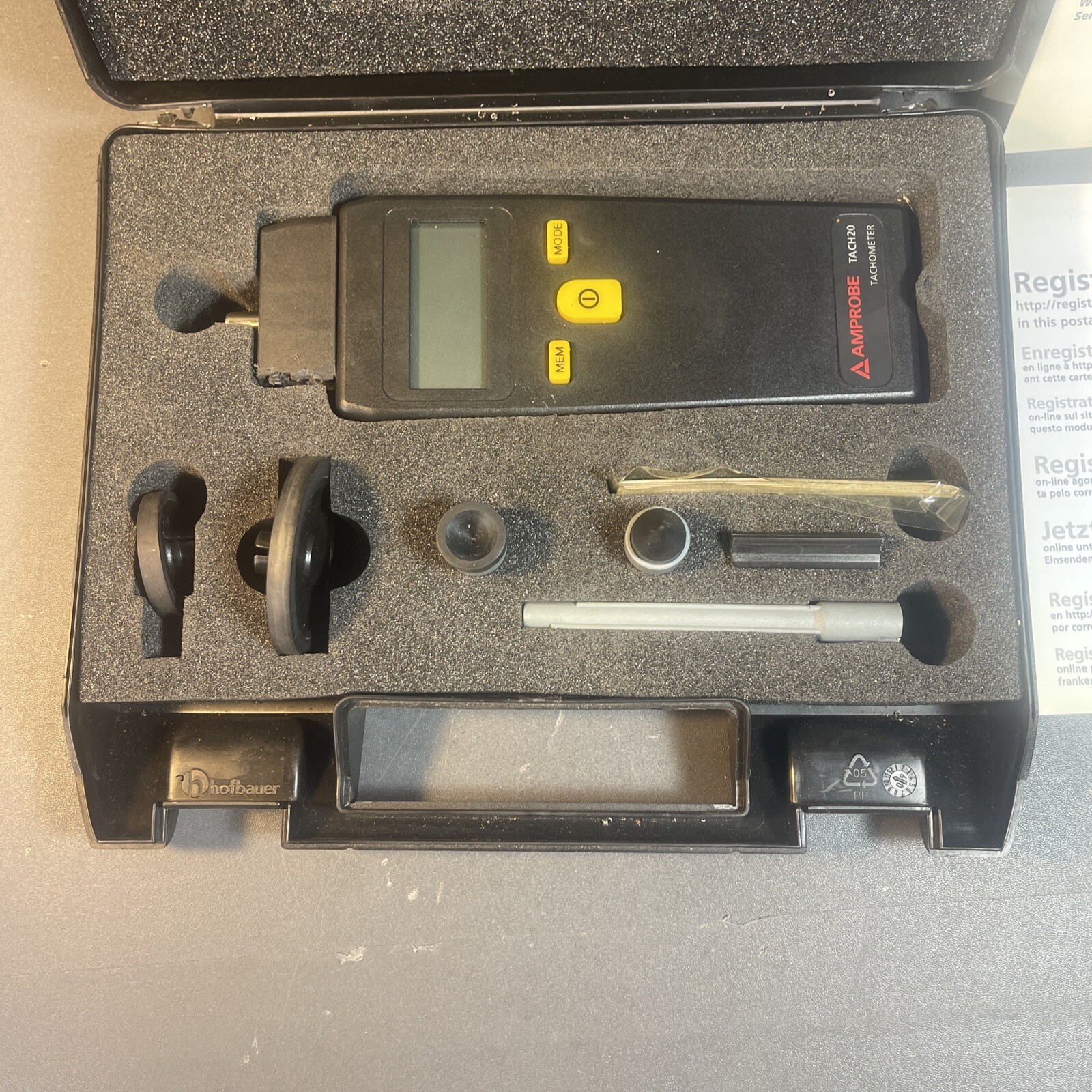Amprobe Tach20 Digital Handheld Tachometer w/ case and user manual READ DESCRIPT