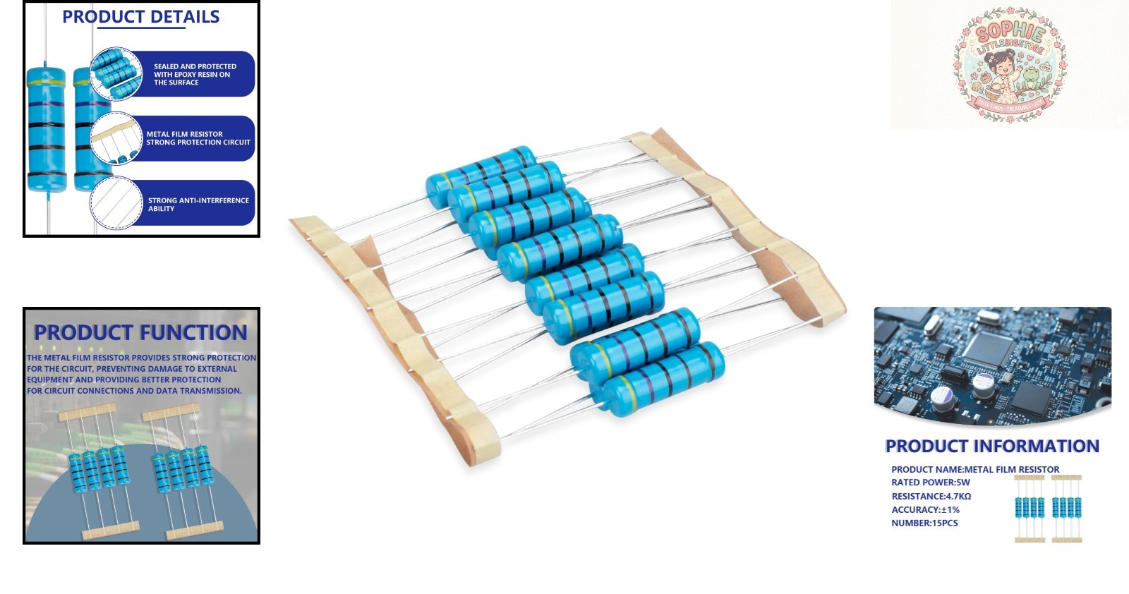 High-Quality 15 Pcs 5W 4.7K Ohm Resistor Pack – Ideal for DIY & Troubleshooting
