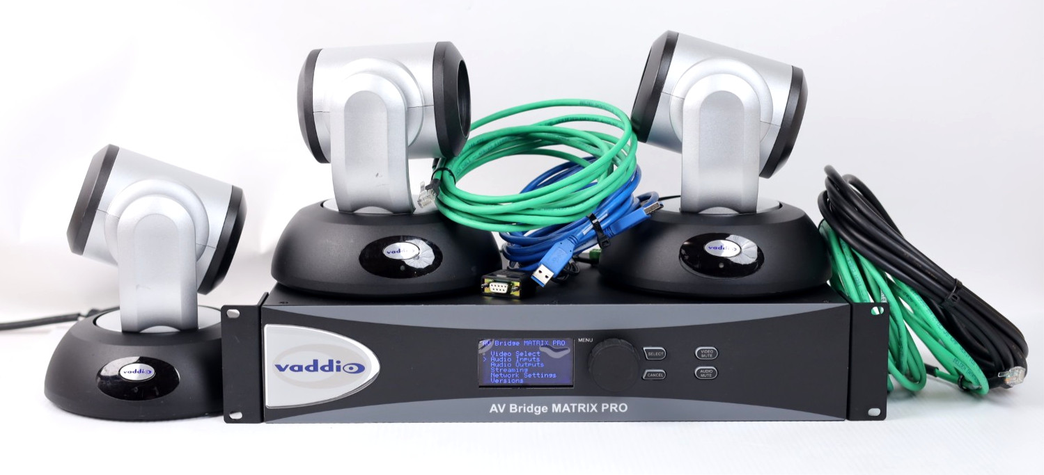 Vaddio AV Bridge Matrix Pro + 3x RoboSHOT 12 HD PTZ Cameras & Cables Kit w284