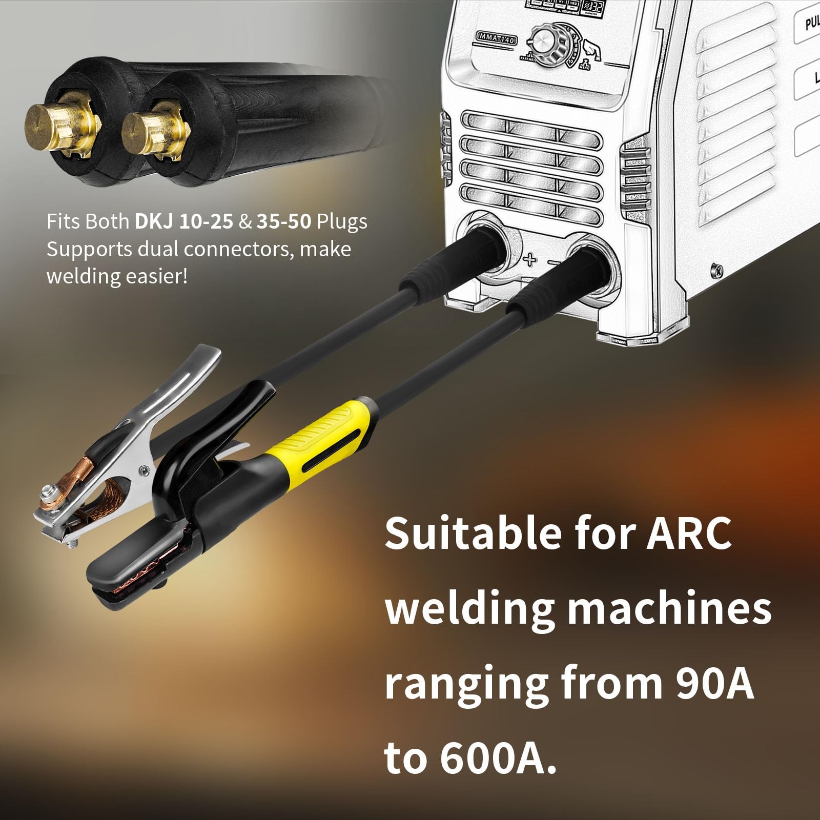 600A Stick Welder Electrode Holder Set with Cable & Ground Clamp for ARC Welding