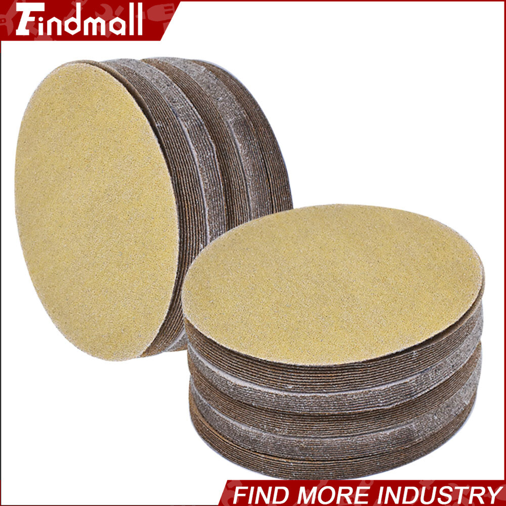 Findmall 100 Pack 5″ 120 Grit Hook Loop Pads Sanding Disc NO-Hole Sand Paper
