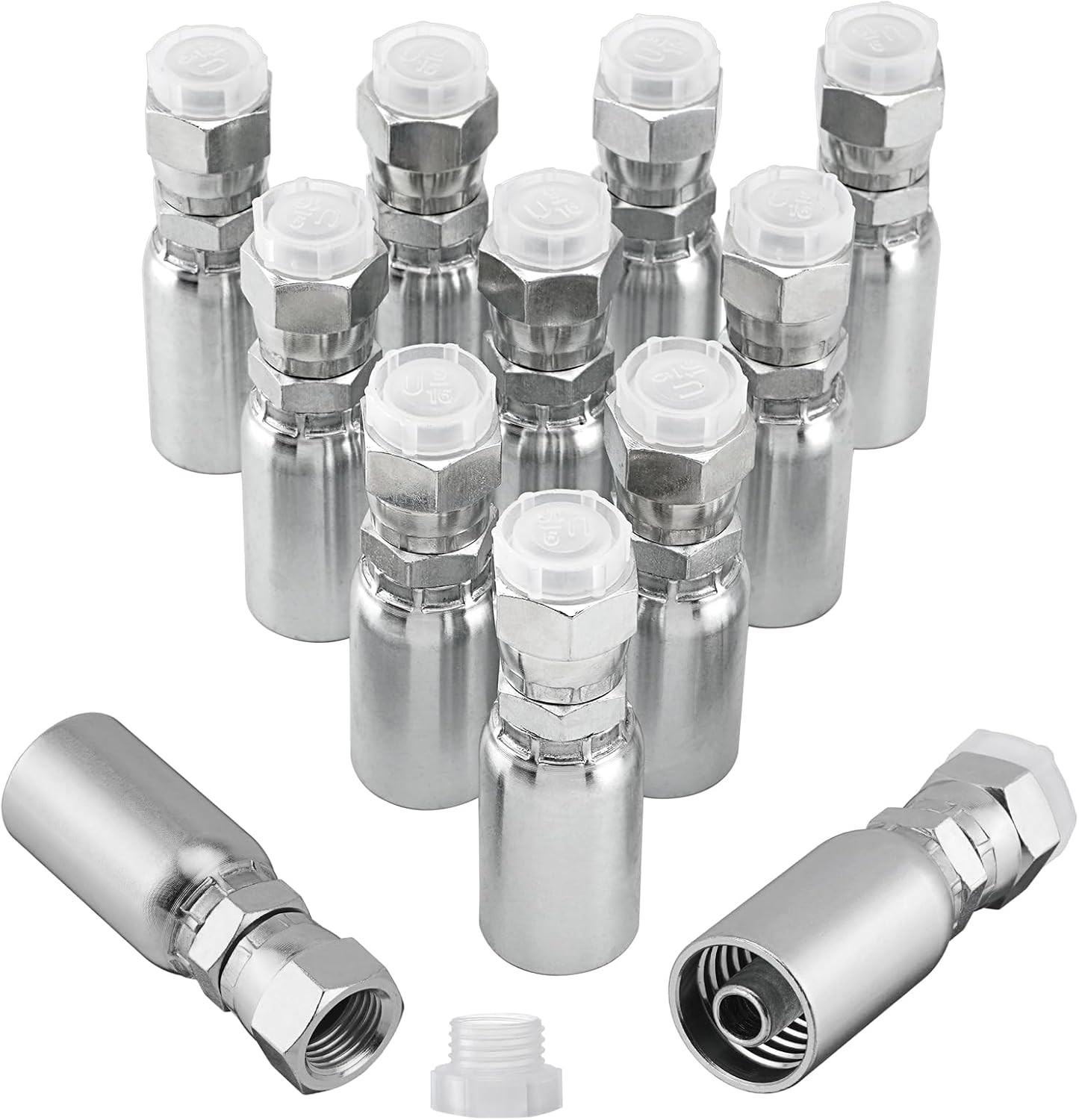 12 Pack 3/8″ Hydraulic Hose End Fittings: 3/8″ I.D. Hose x 3/8″ JIC 37° Female