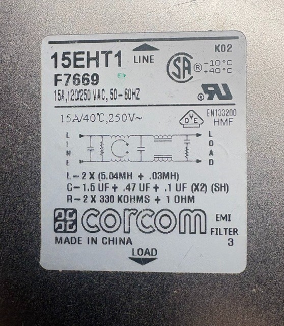 Corcom Tyco EMI FILTER 15EHT1 NEW 1-6609053-1 15A 250vac New