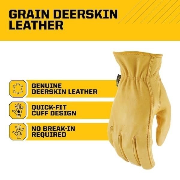NWT Firm Grip Full Grain Deerskin Leather Work Gloves Size Med (5137) Heavy Duty