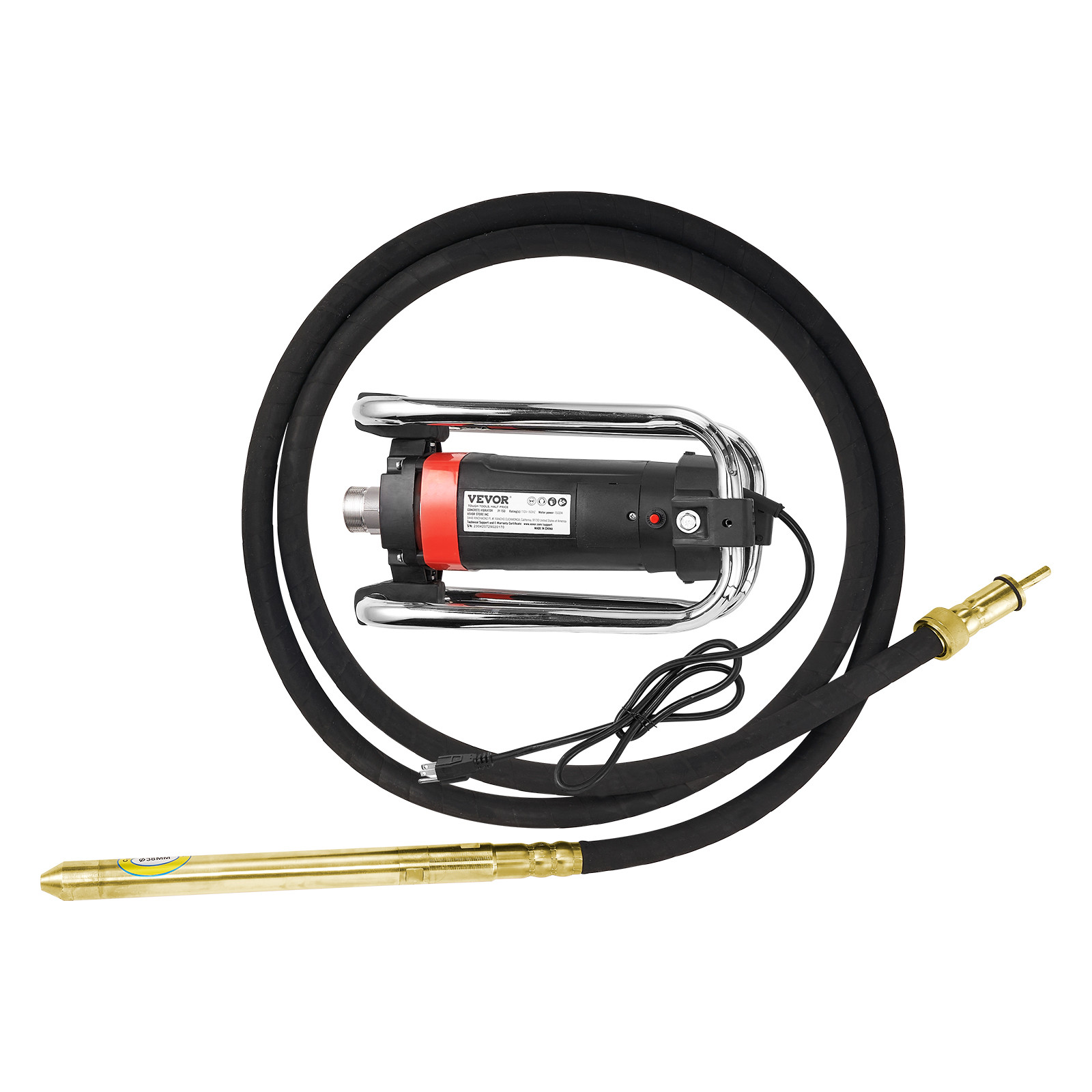 VEVOR Electric Concrete Vibrator 1500W 14-3/4 feet Poker to Remove Air Bubbles