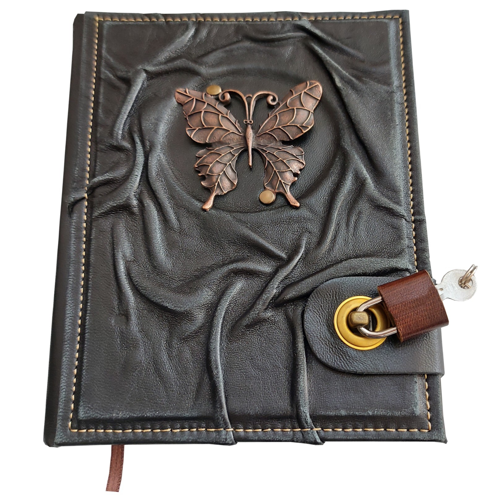 Fairy Butterfly Leather Notebook Diary, Handmade Diary Journal With Lock.