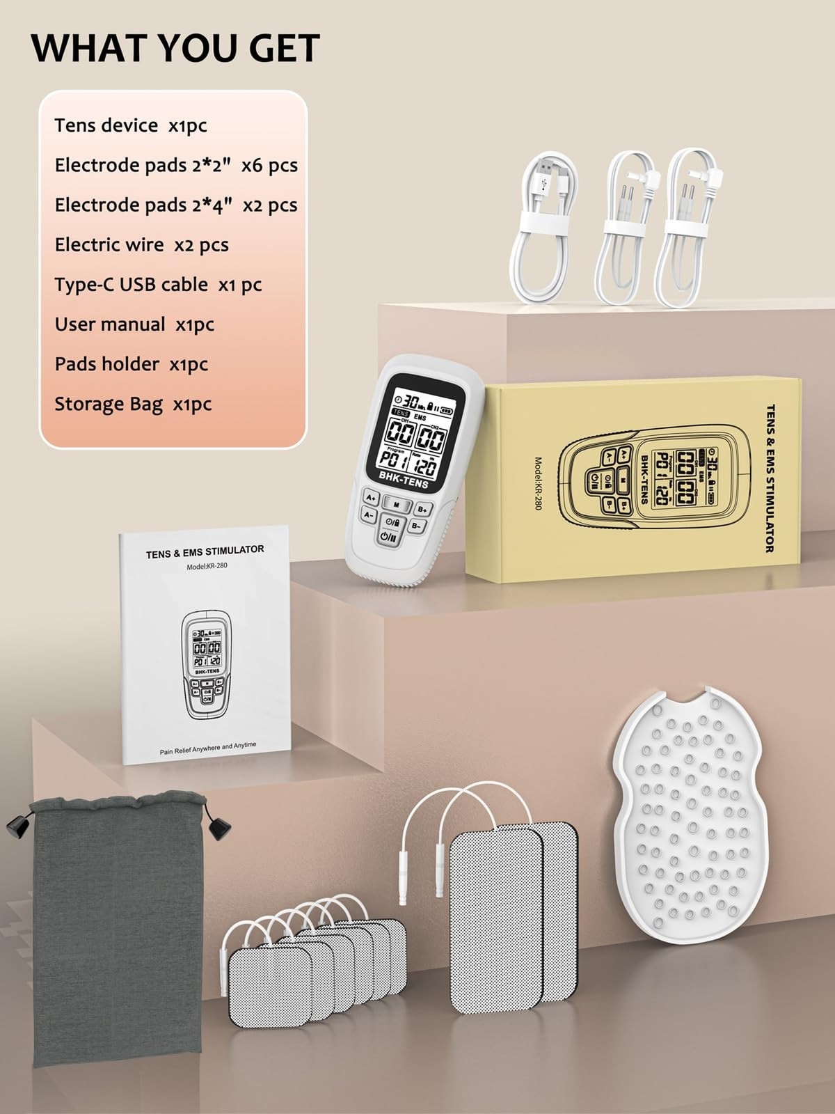 24 Modes TENS EMS Unit for Pain Relief, Muscle Stimulator Machine with 8 Reus…
