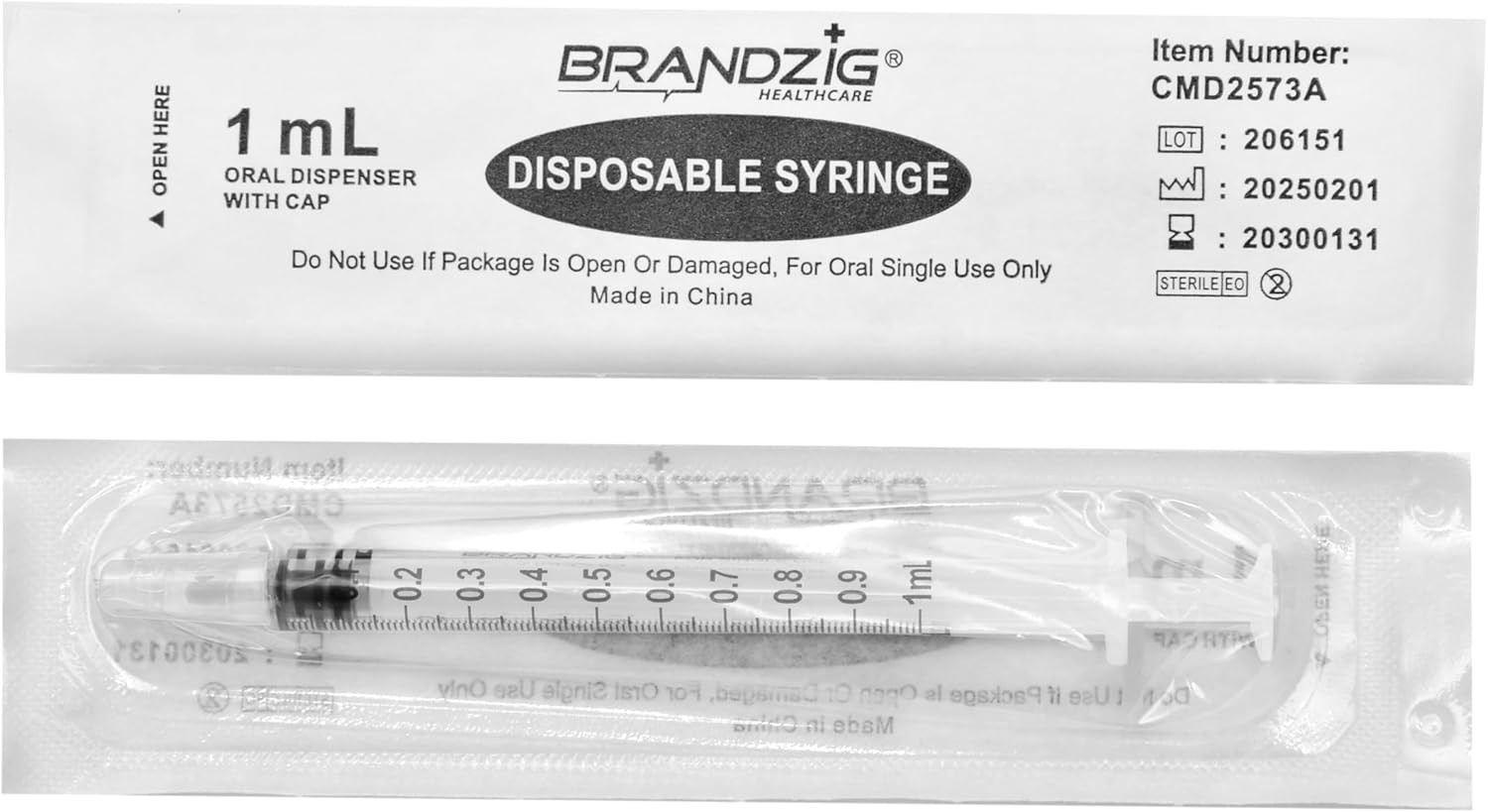 1Ml Syringe with Cap (100 Pack) | Oral Dispenser without Needle, Luer Slip Tip,