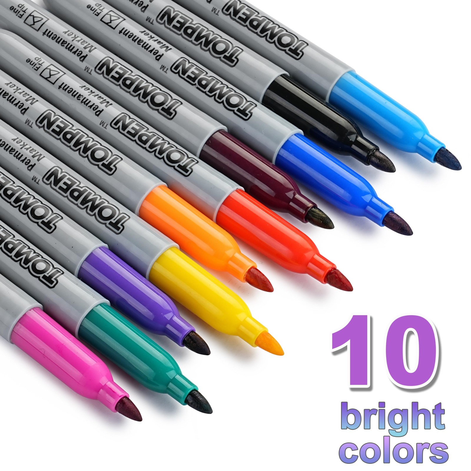 TOMPEN Permanent Markers Fine Tip 100 Pack 1 Count (Pack of 100), Multicolor