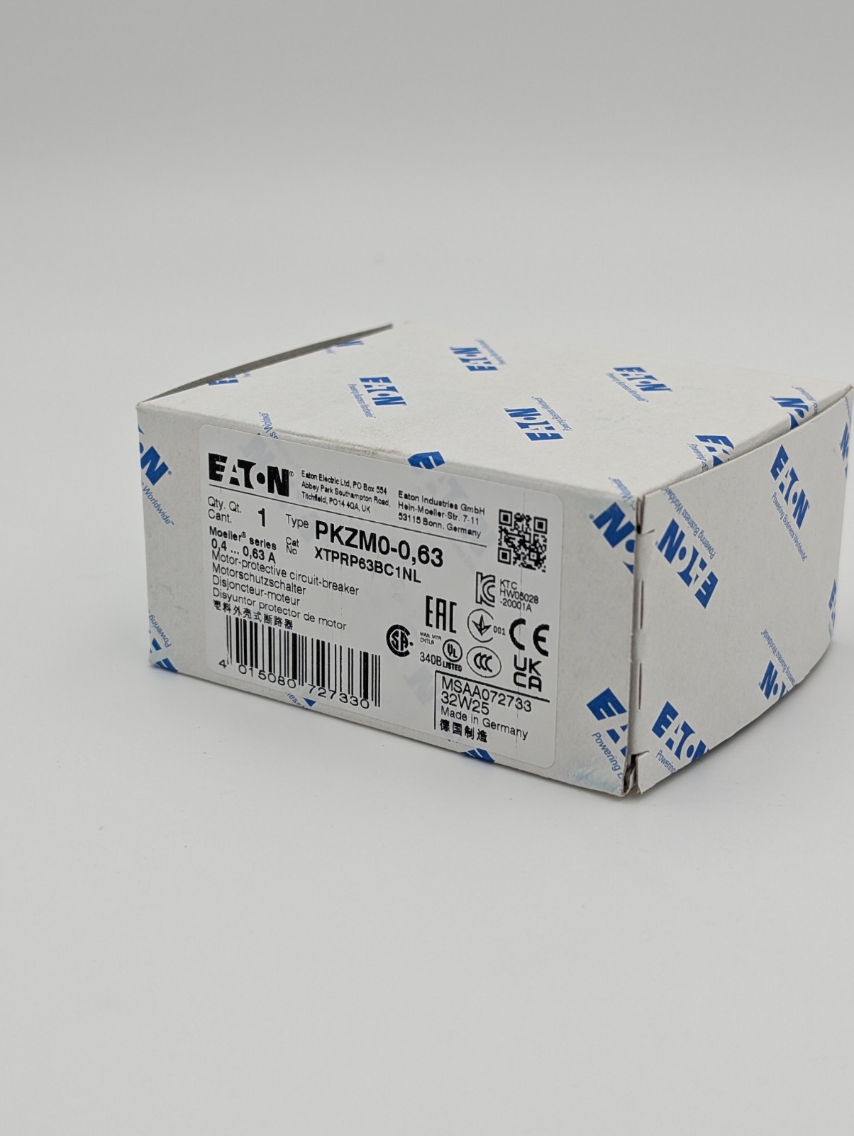 EATON Thermal Magnetic Circuit Breaker Motor Protect PKZM0-0.63 0.12 kW US New