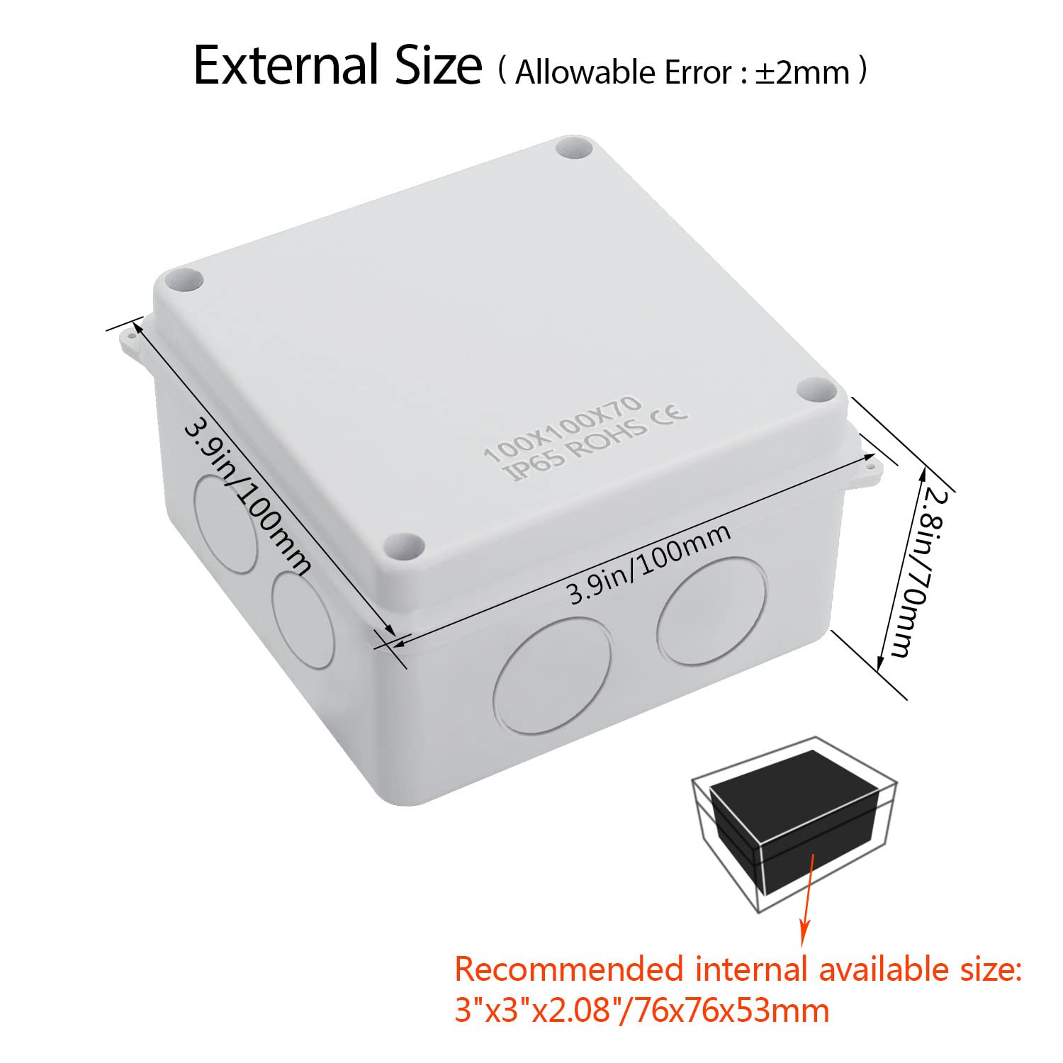 Junction Box, Electrical Box IP65 Water Resistant Dustproof ABS Plastic Project